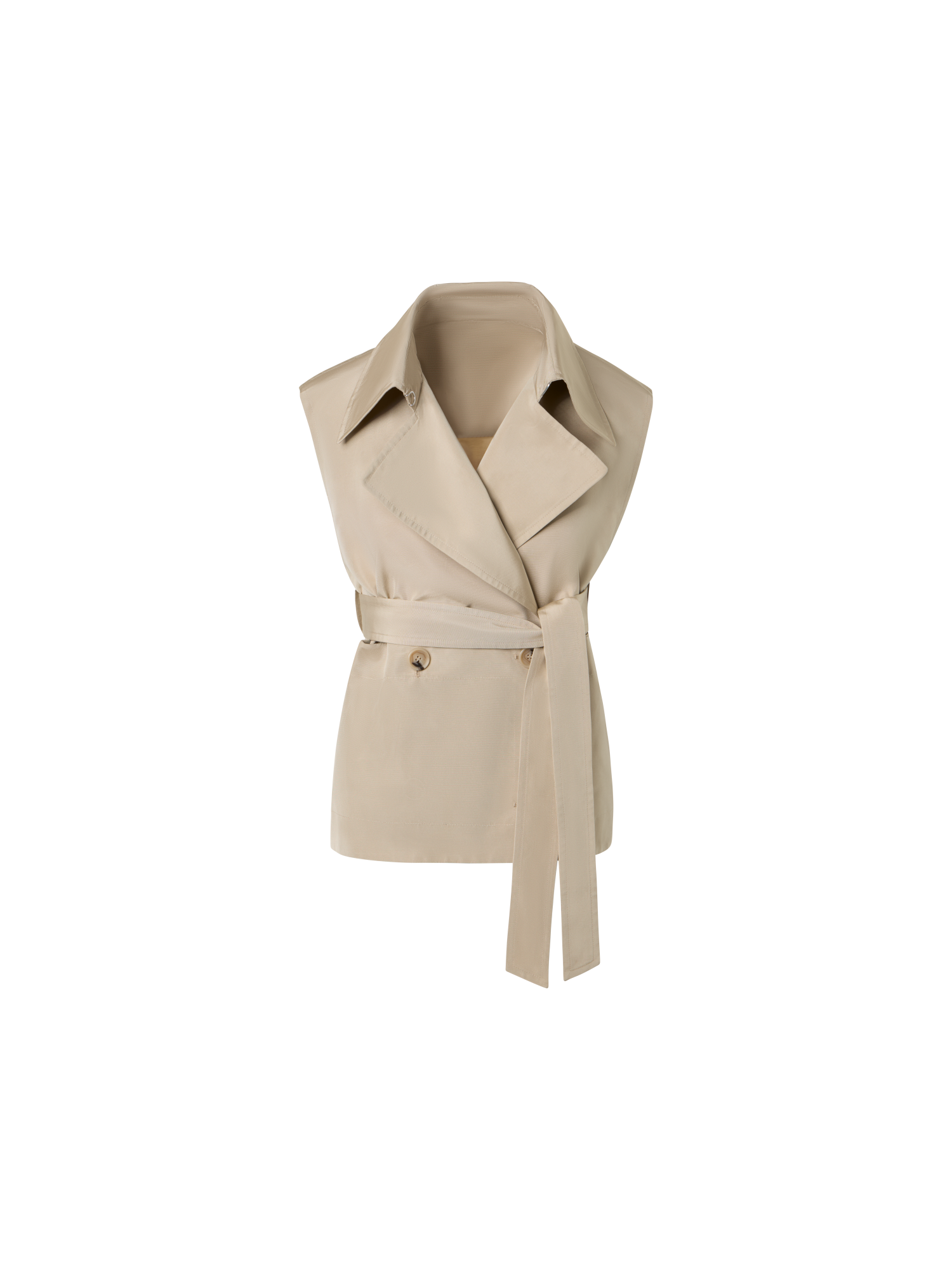 Designer Kurzer Seiden-Trenchcoat mit abnehmbarem Bolero - Beige