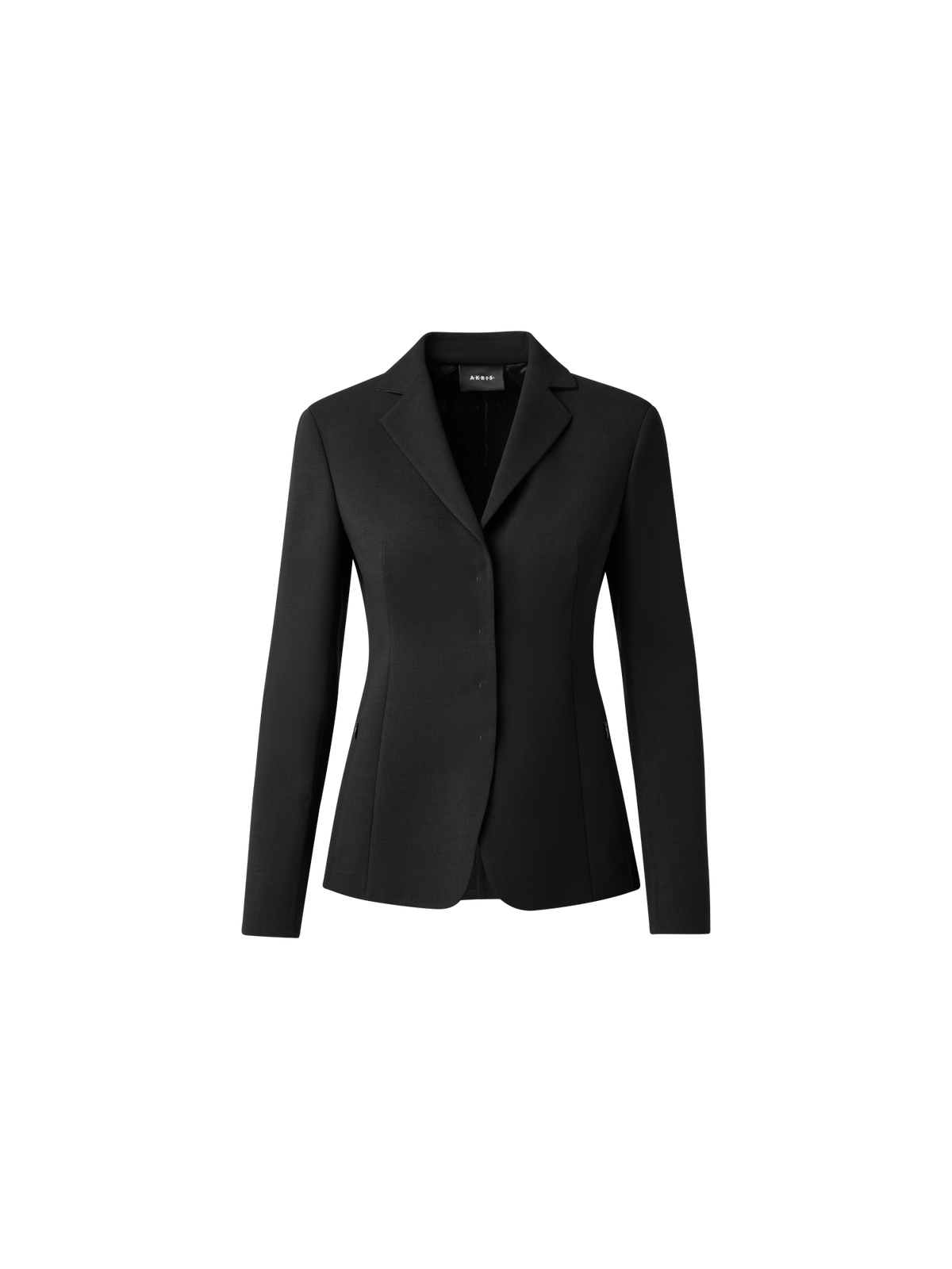 Designer Blazer aus Woll-Doubleface mit Leder-Kragen - Schwarz