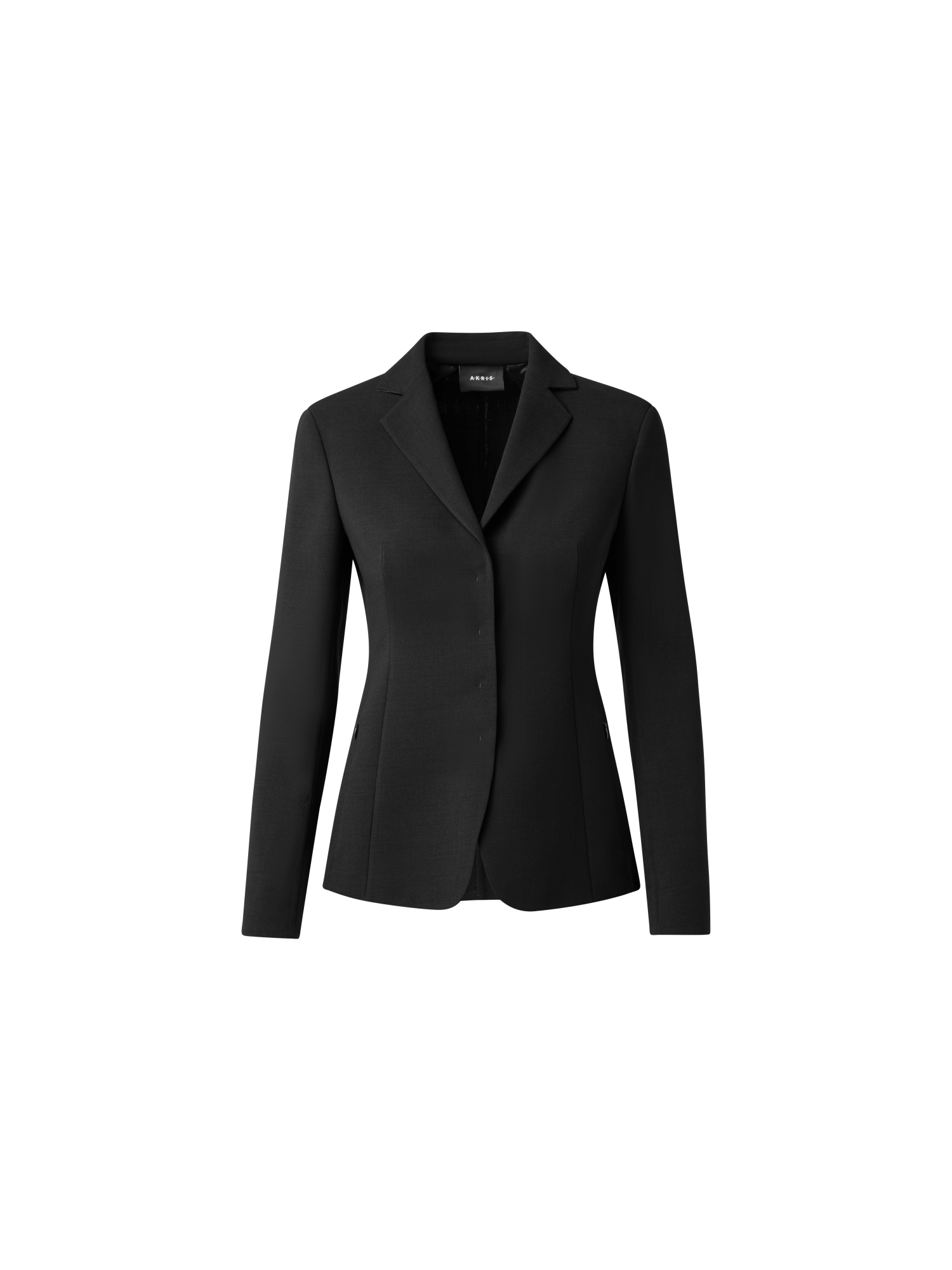 Designer Blazer aus Woll-Doubleface mit Leder-Kragen - Schwarz