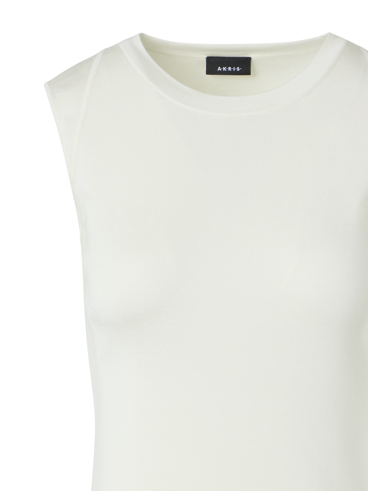 Designer Ärmelloses Strickoberteil aus Seidenstretch - Ecru