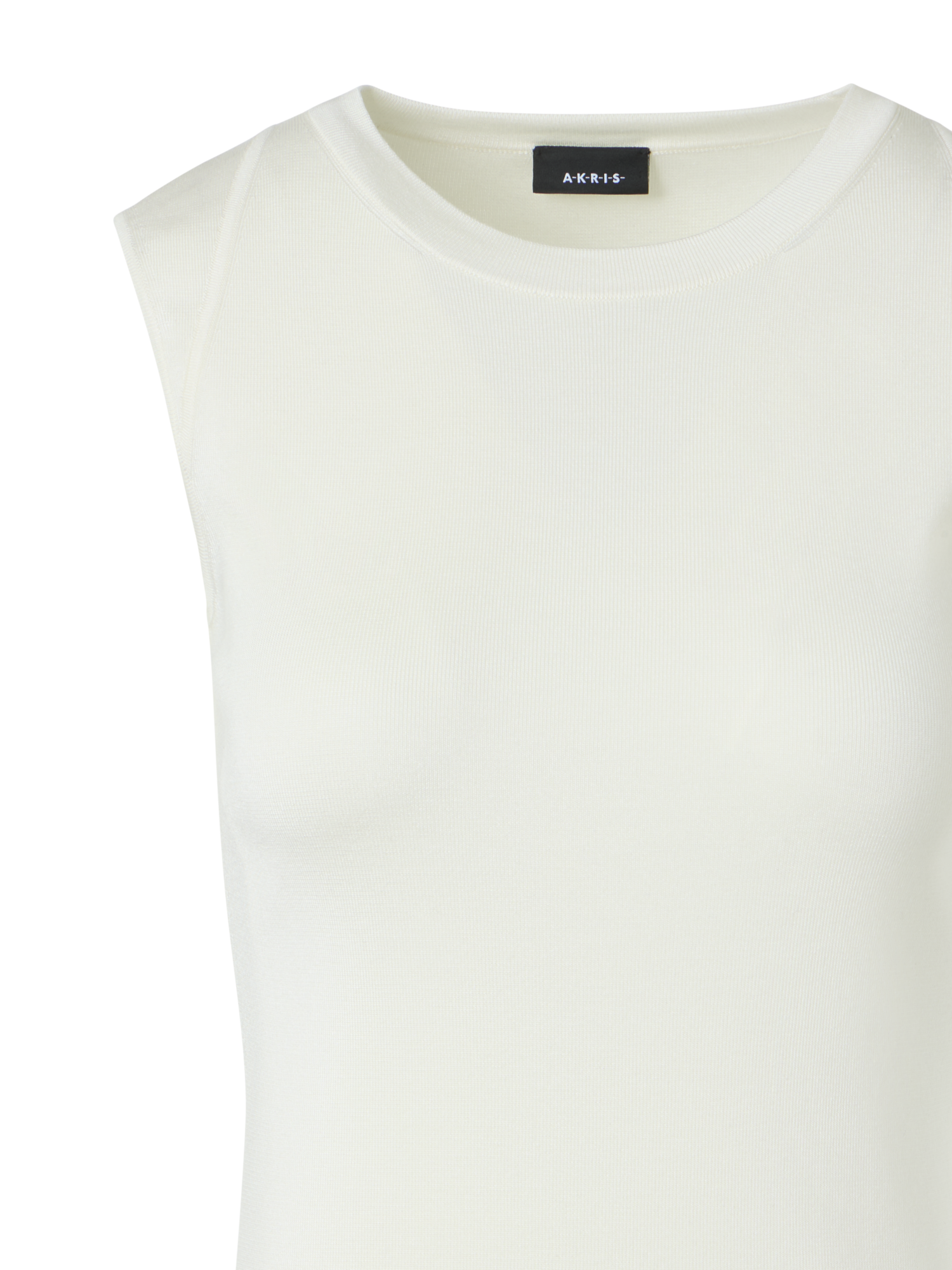 Designer Ärmelloses Strickoberteil aus Seidenstretch - Ecru