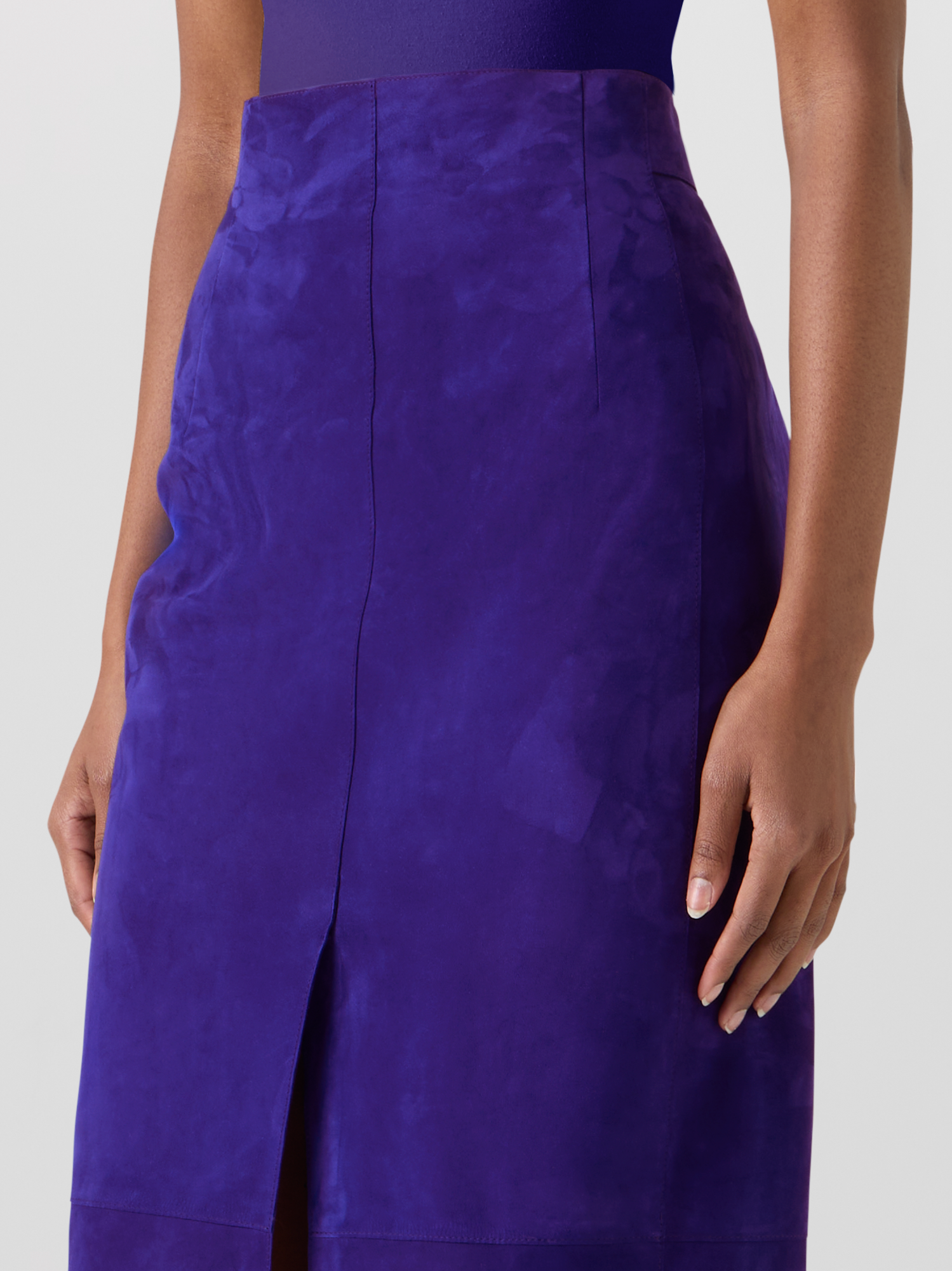 Designer Bleistiftrock aus Wildleder - Violett 