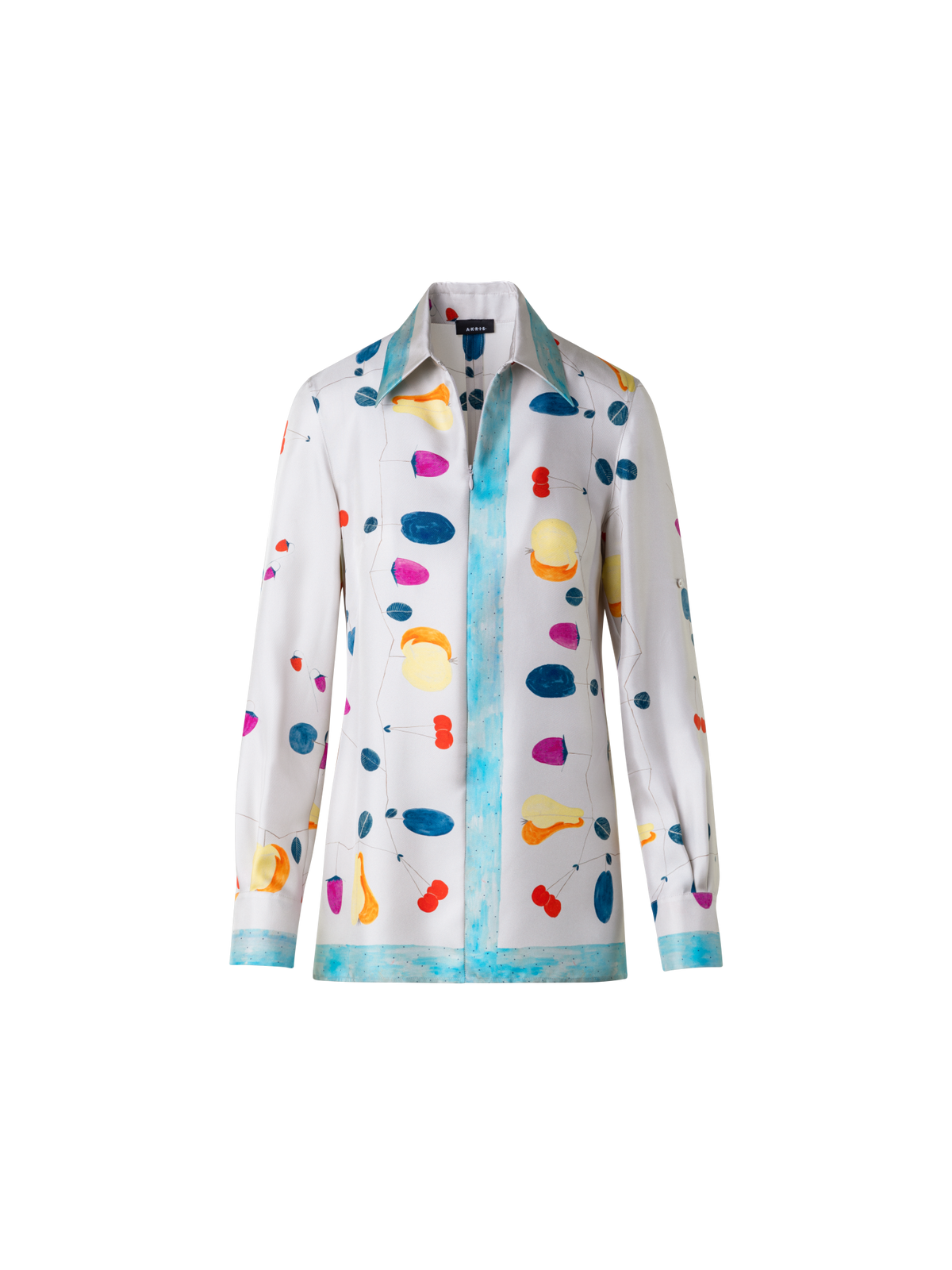 Designer Tunika-Bluse aus Seide mit Fruits Druck - Bunt