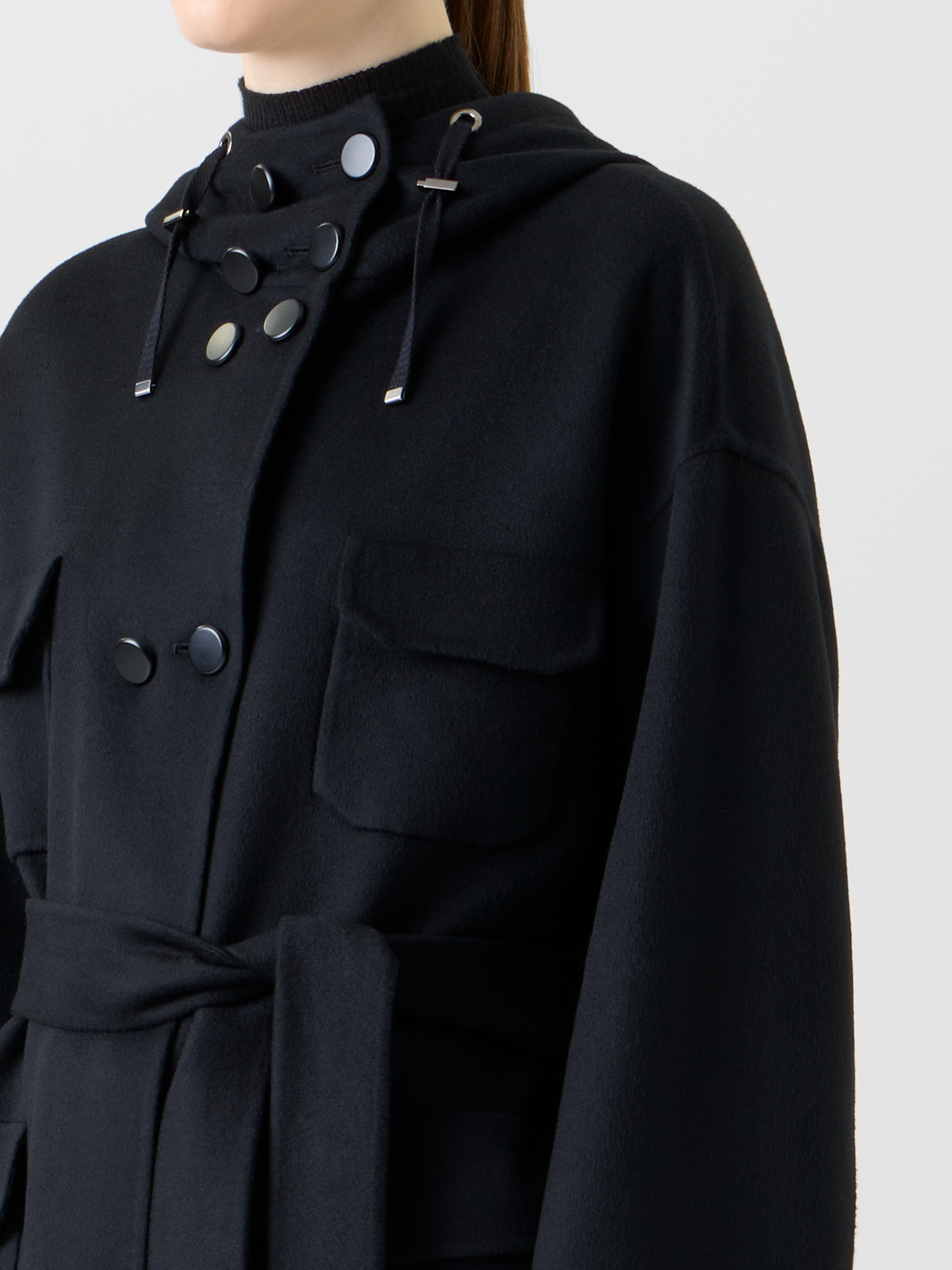 Designer Doppelreihiger Kaschmir-Doubleface-Parka - Schwarz #editorial