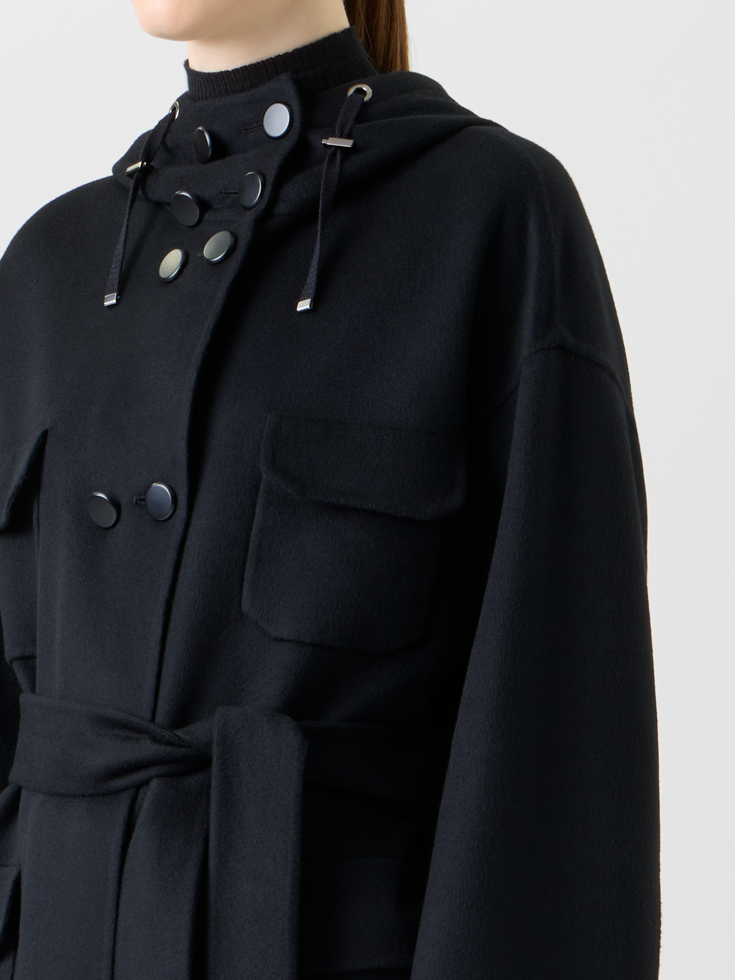 Designer Doppelreihiger Kaschmir-Doubleface-Parka - Schwarz 