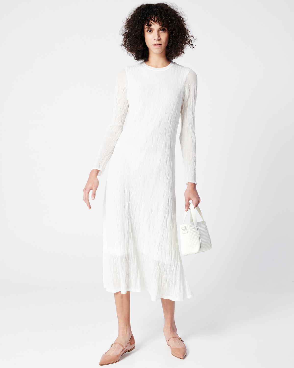 Designer Asagao-Midi-Strickkleid aus Stretch-Baumwolle - Ecru #editorial
