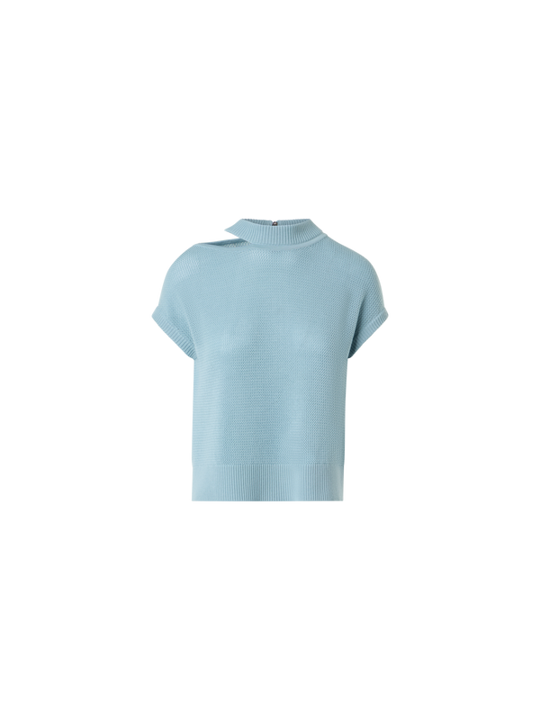 Designer Leichter Merinowolle-Mesh-Pullover - Blau