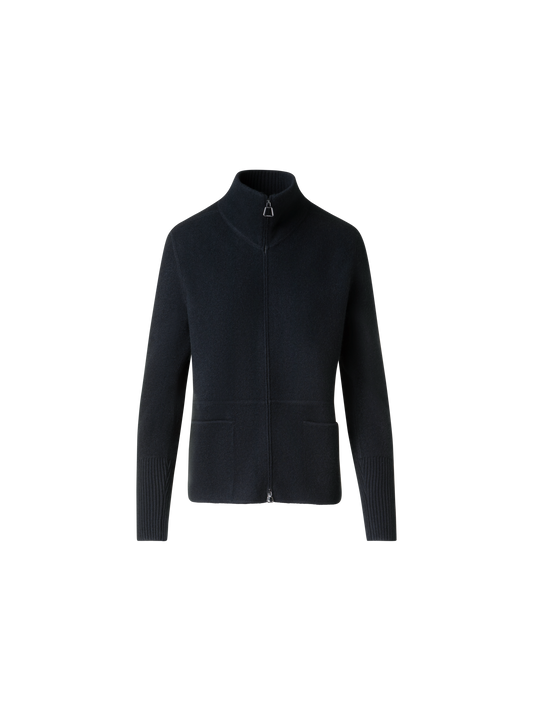 Designer Cardigan aus Kaschmir-Piqué - Schwarz