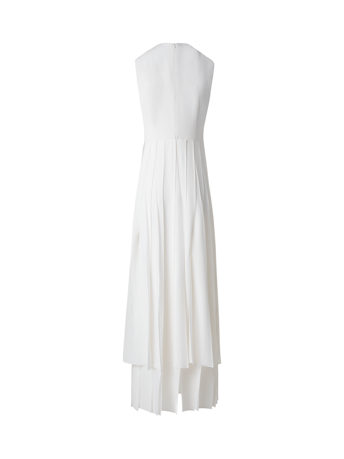 Designer Langes Seidenband-Seidenkleid - Ecru - Weiss