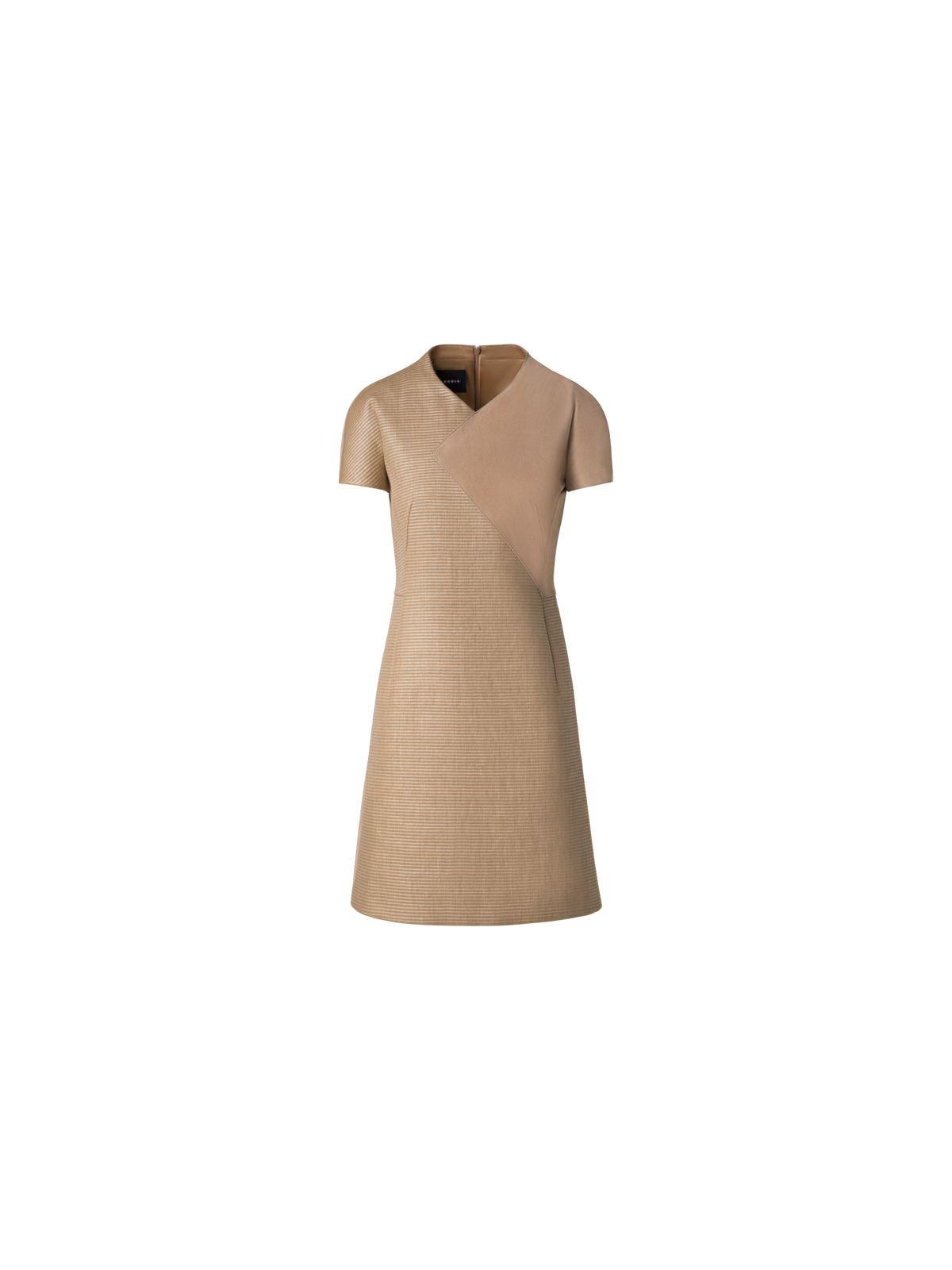 Designer Kleid aus weichem Baumwoll-Raffia und Wildleder - Beige