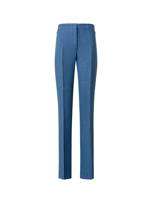 Designer Gerade Hose aus Leinen - Blau