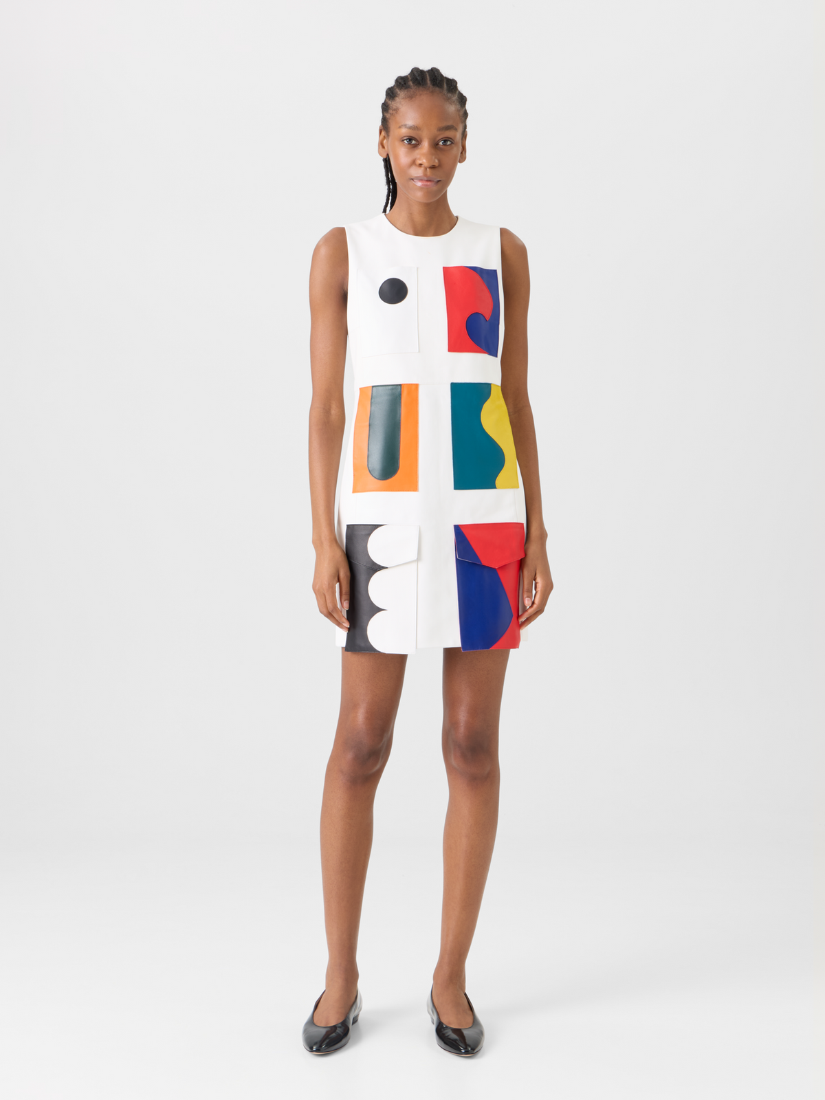 Designer Kurzes Etuikleid mit Paravent-Patchwork - Bunt #editorial