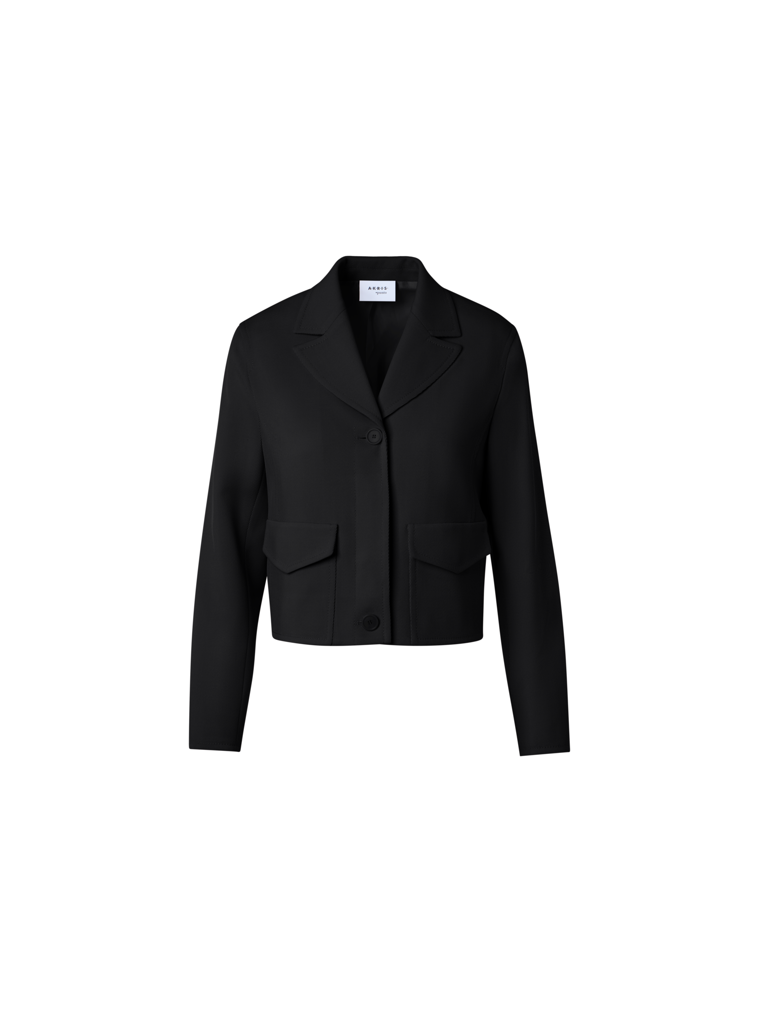 Designer Boxy Lapel Jacket in Wool Tricotine - Schwarz