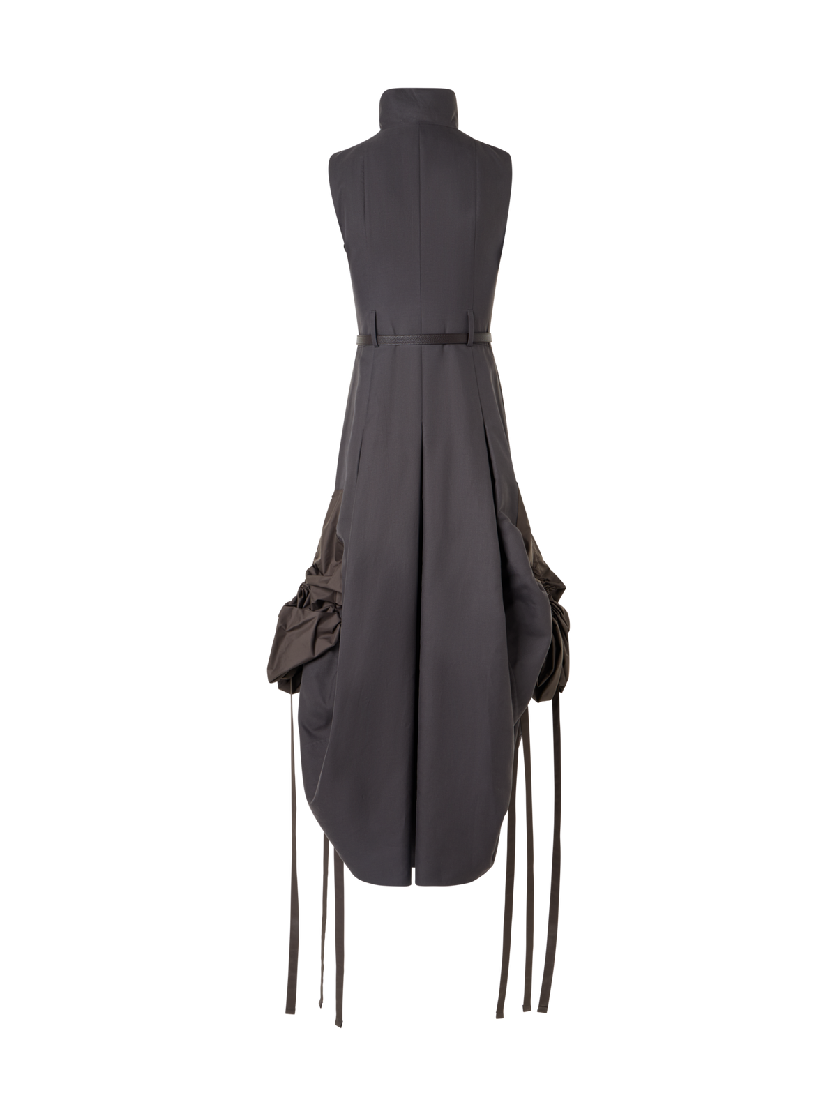 Designer Midikleid aus Baumwolle mit Kordelzug - Braun