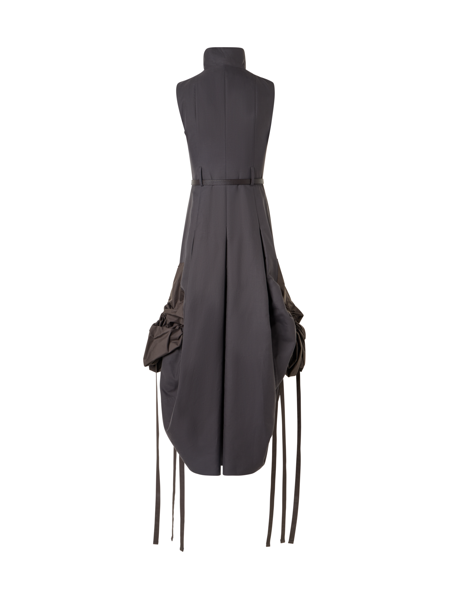 Designer Midikleid aus Baumwolle mit Kordelzug - Braun