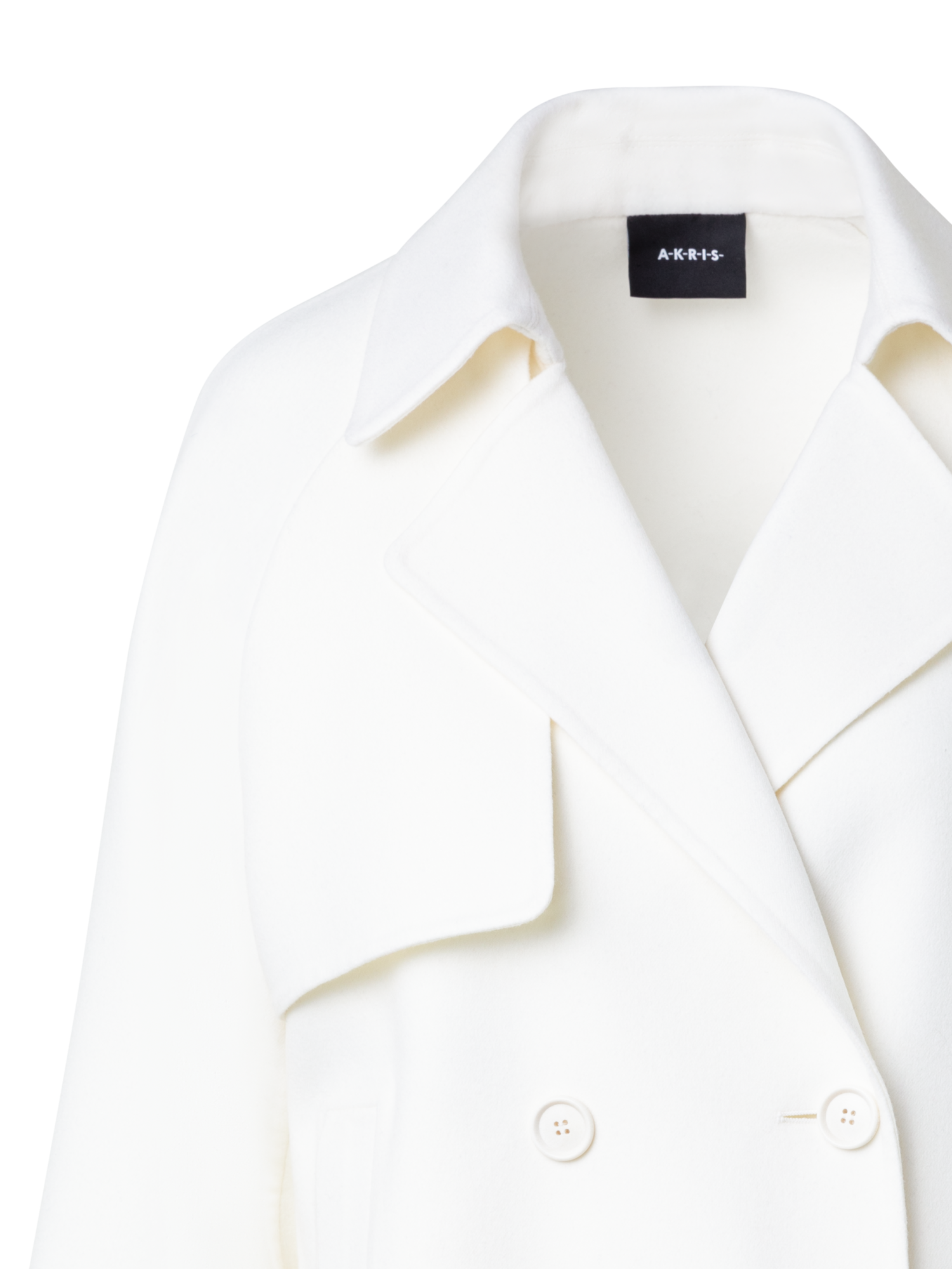 Designer Jacke im Trench-Stil aus Woll-Doubleface - Ecru - Weiss