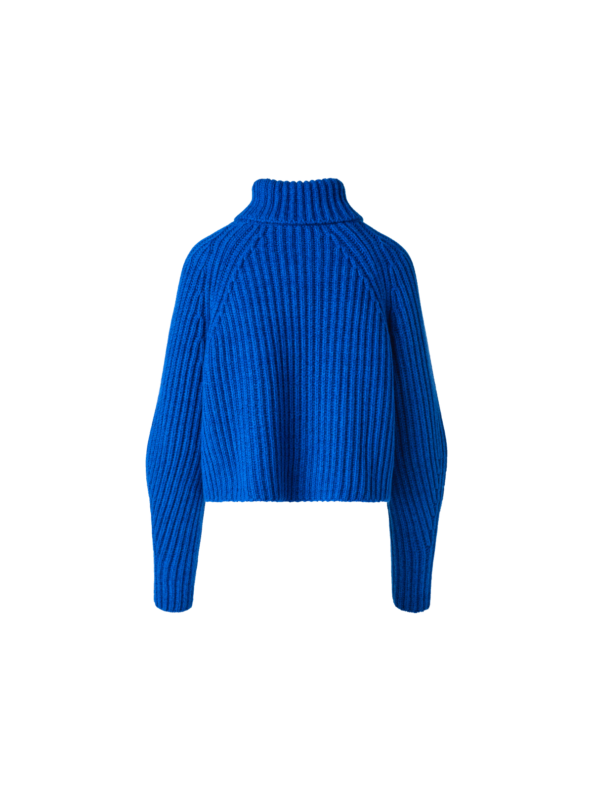 Designer Kurzer Kaschmir Rippen Rollkragen Pullover - Blau