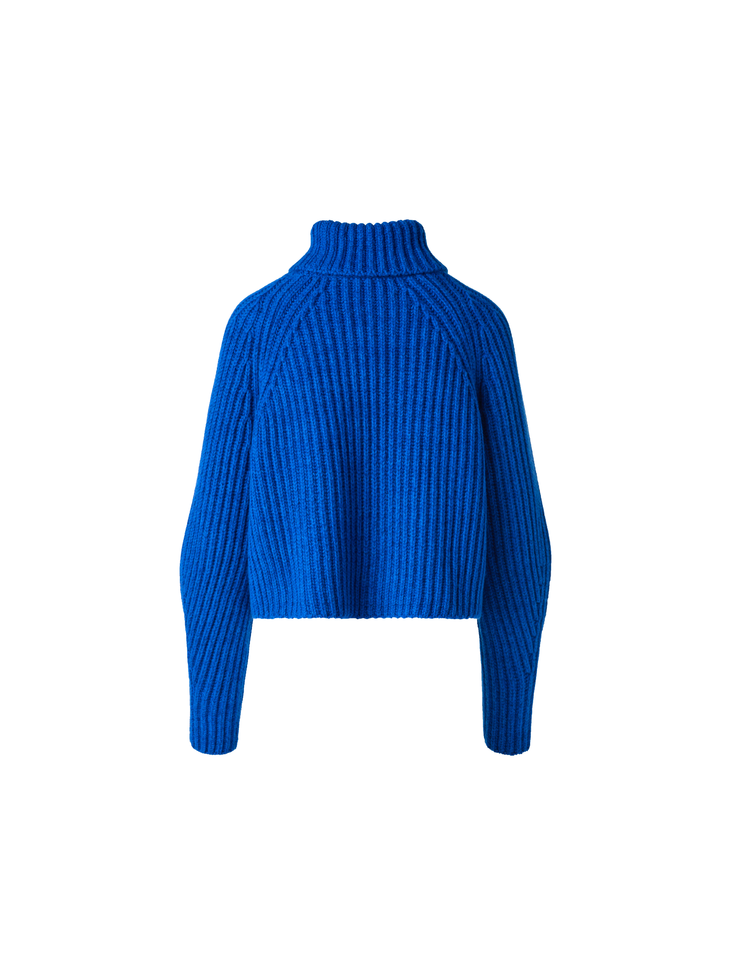 Designer Kurzer Kaschmir Rippen Rollkragen Pullover - Blau