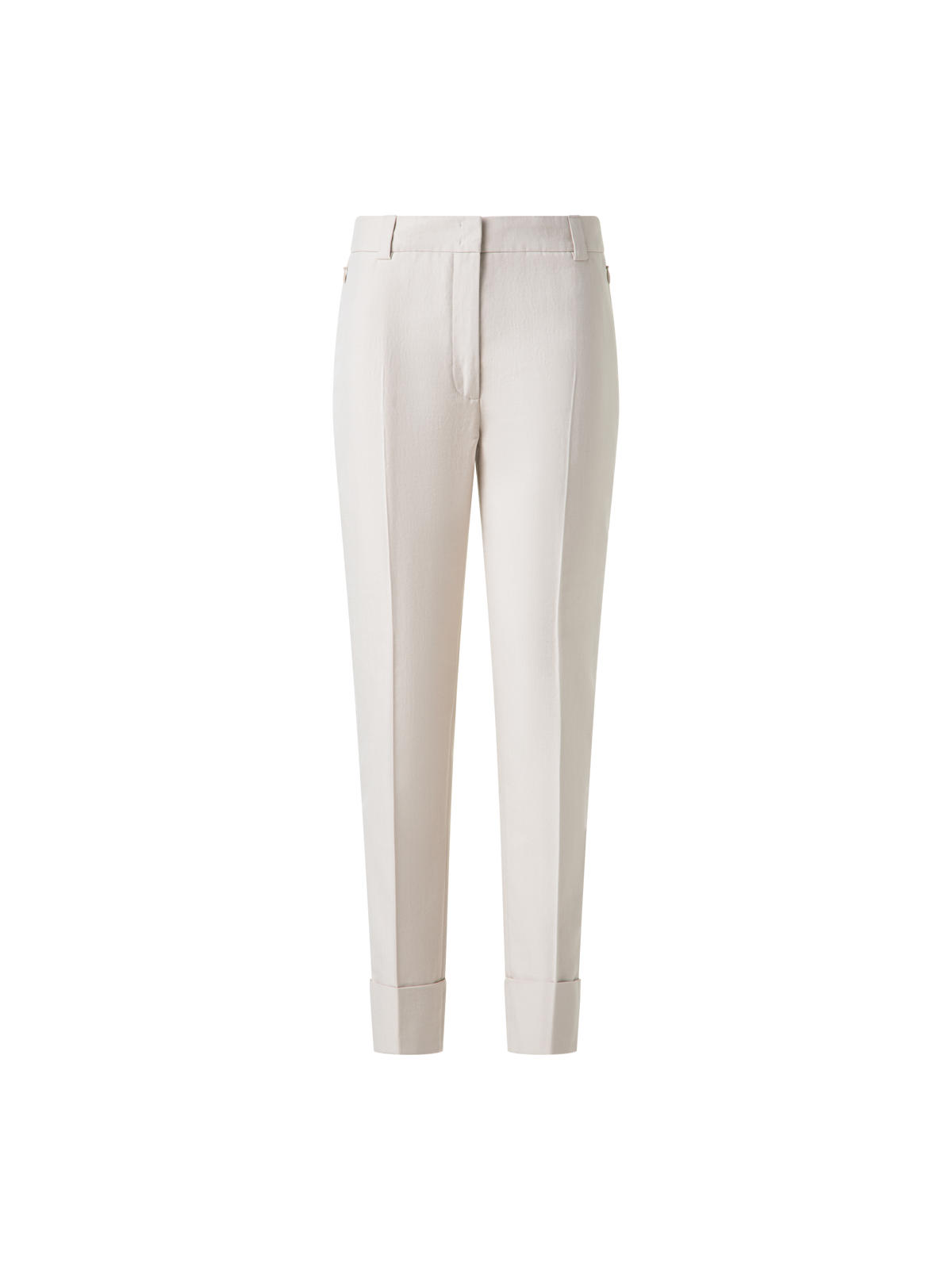 Designer Tapered Hose aus Baumwoll-Seiden-Doubleface - Grau - Beige