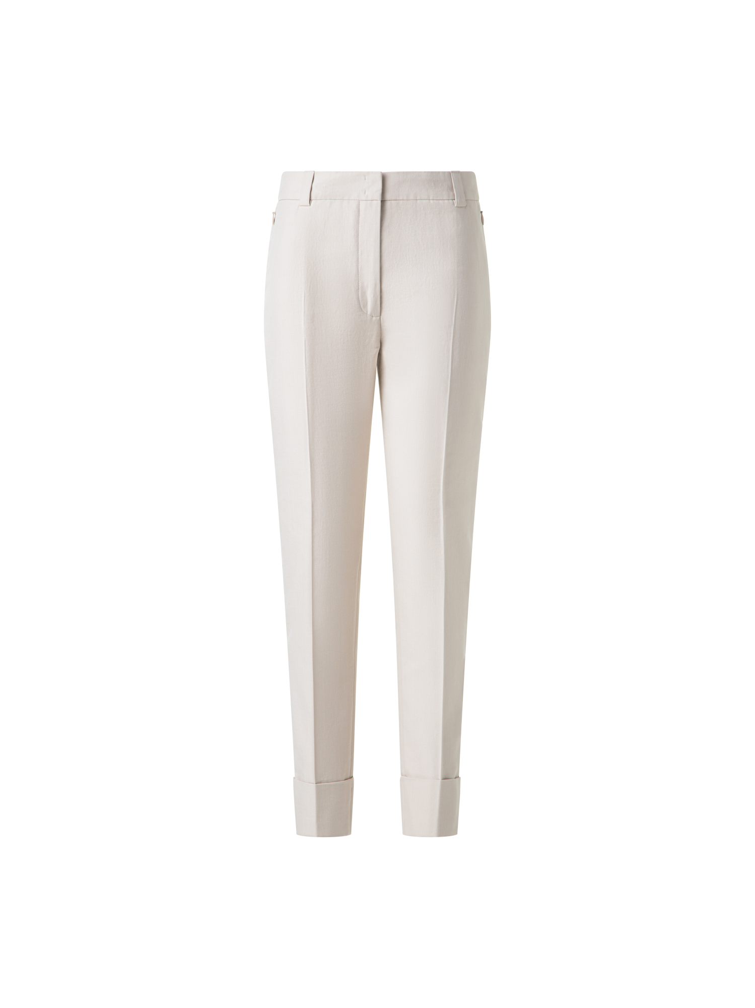 Designer Tapered Hose aus Baumwoll-Seiden-Doubleface - Grau - Beige