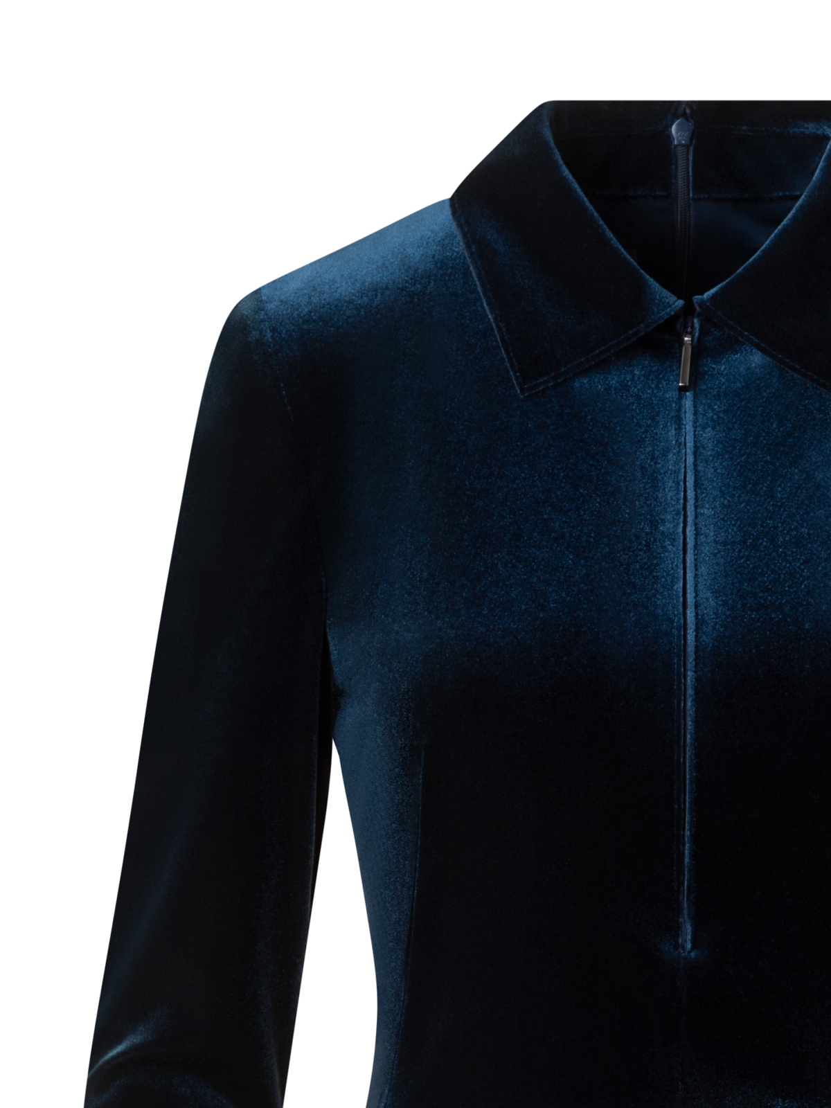 Designer Kurzes Samt Neopren A-Linien Kleid - Dunkelblau - Blau