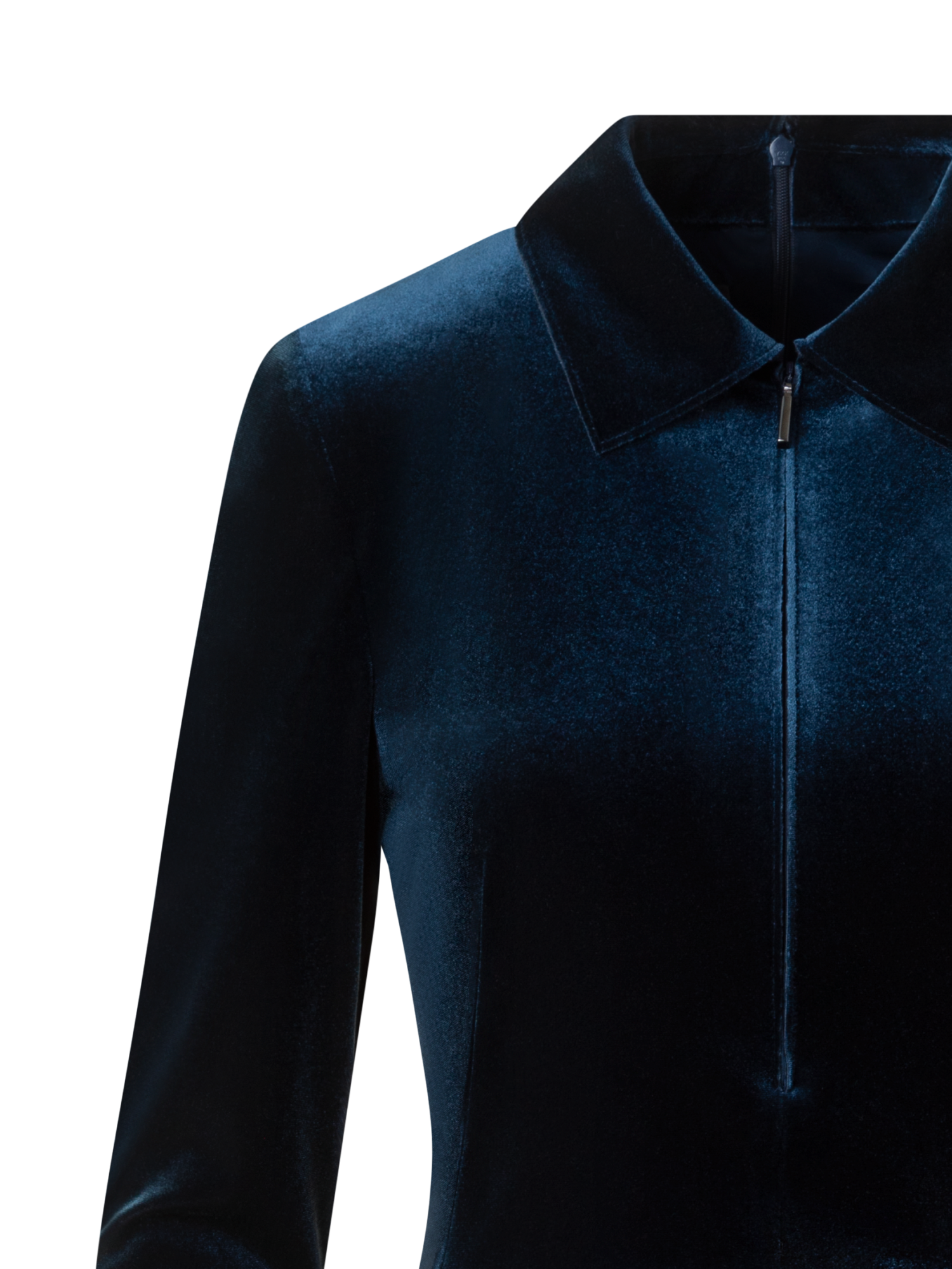 Designer Kurzes Samt Neopren A-Linien Kleid - Dunkelblau - Blau