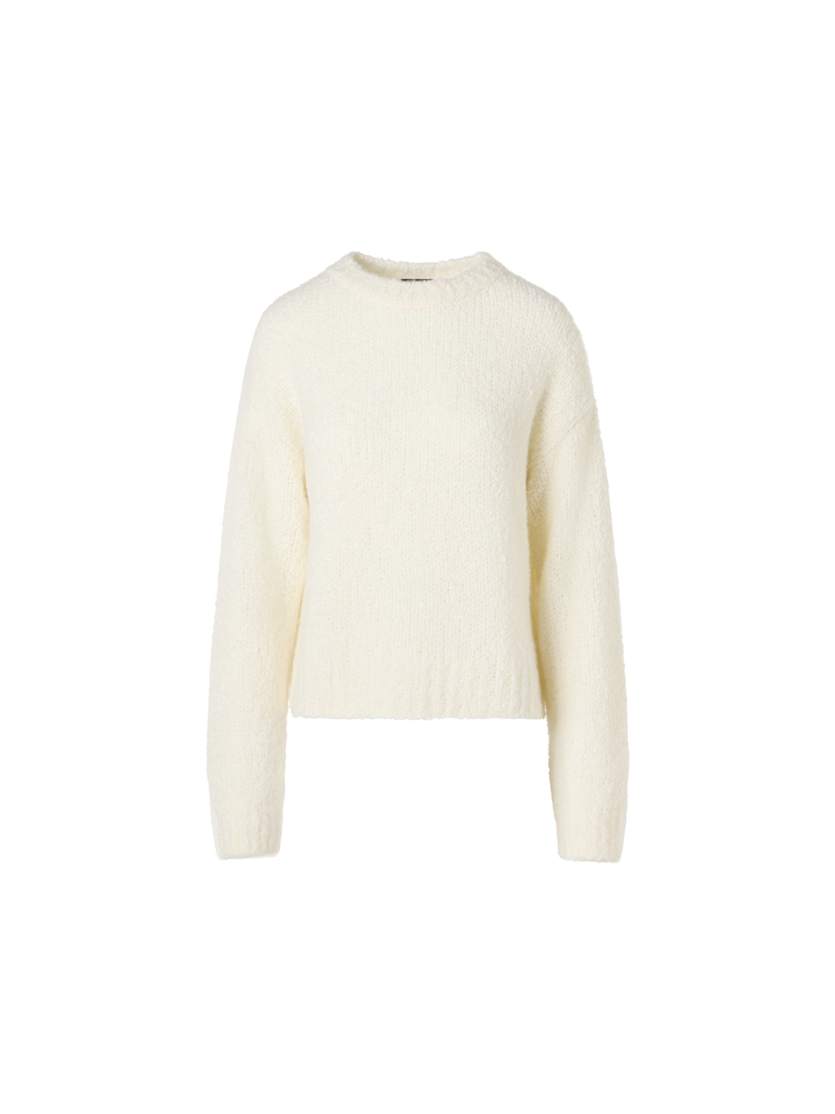 Designer Langärmeliger Strickpullover aus Kaschmir-Seide-Bouclé - Ecru