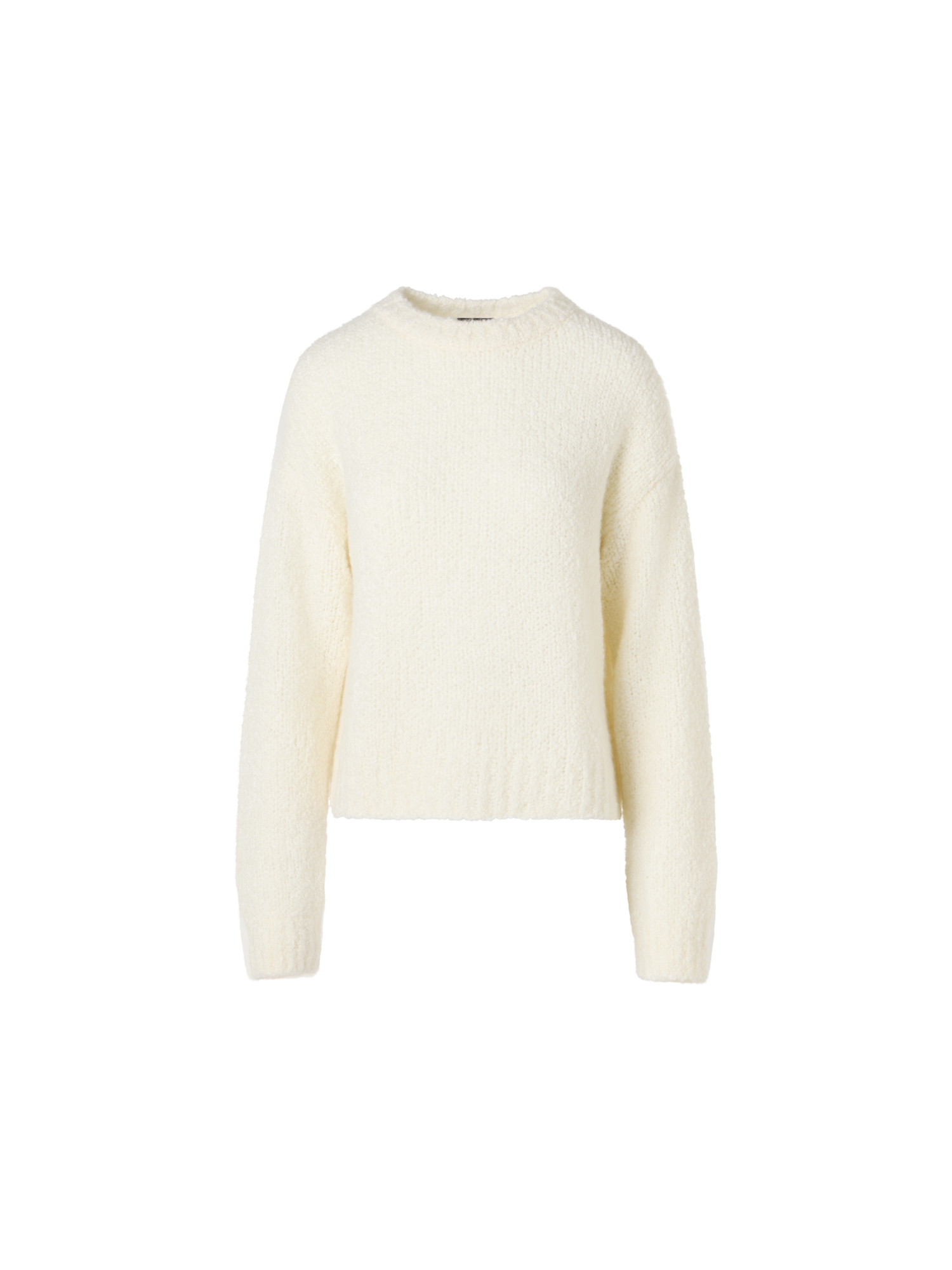 Designer Langärmeliger Strickpullover aus Kaschmir-Seide-Bouclé - Ecru