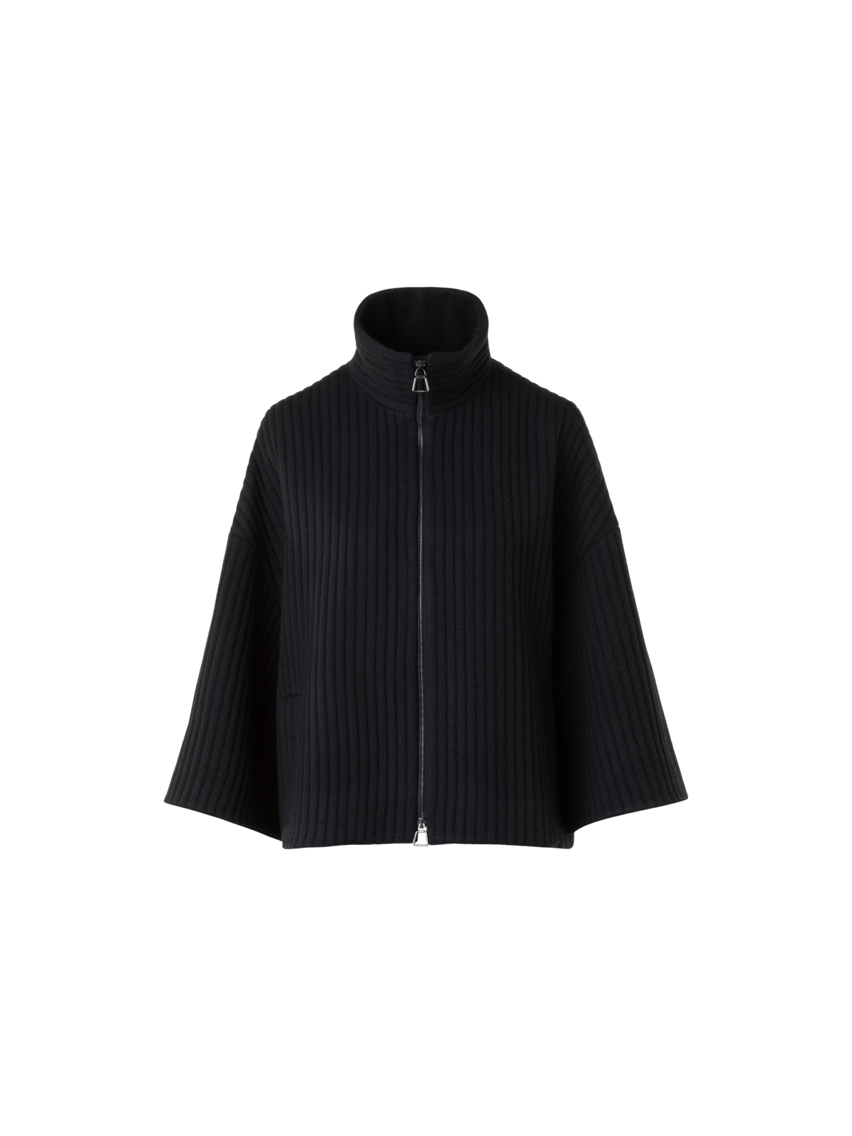 Designer Boxy Strukturkord  Wolle Kaschmir Jacke - Schwarz