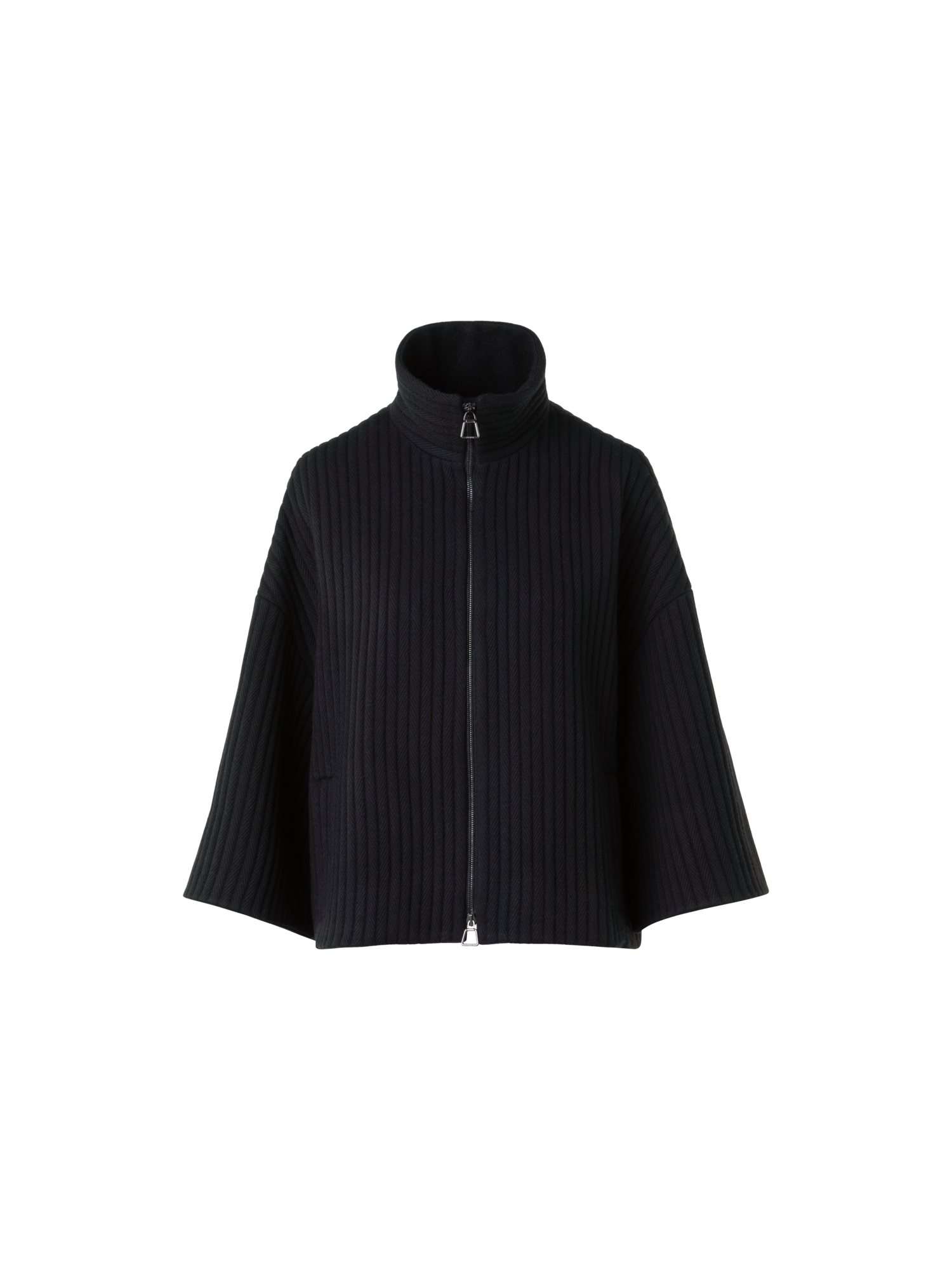 Designer Boxy Strukturkord  Wolle Kaschmir Jacke - Schwarz