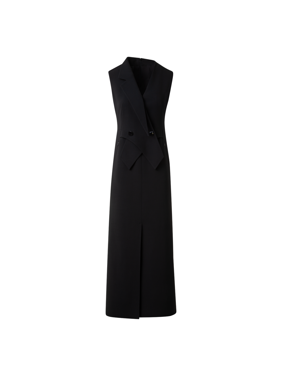 Designer Ärmelloses Blazerkleid in Woll-Doubleface - Schwarz