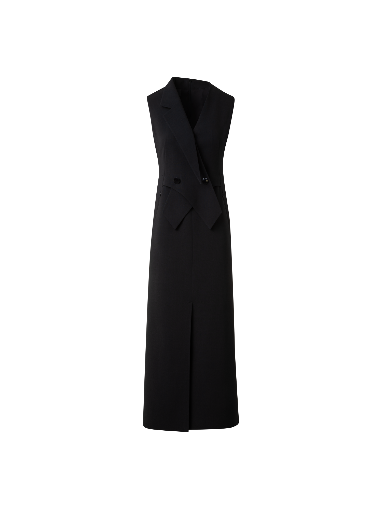 Designer Ärmelloses Blazerkleid in Woll-Doubleface - Schwarz