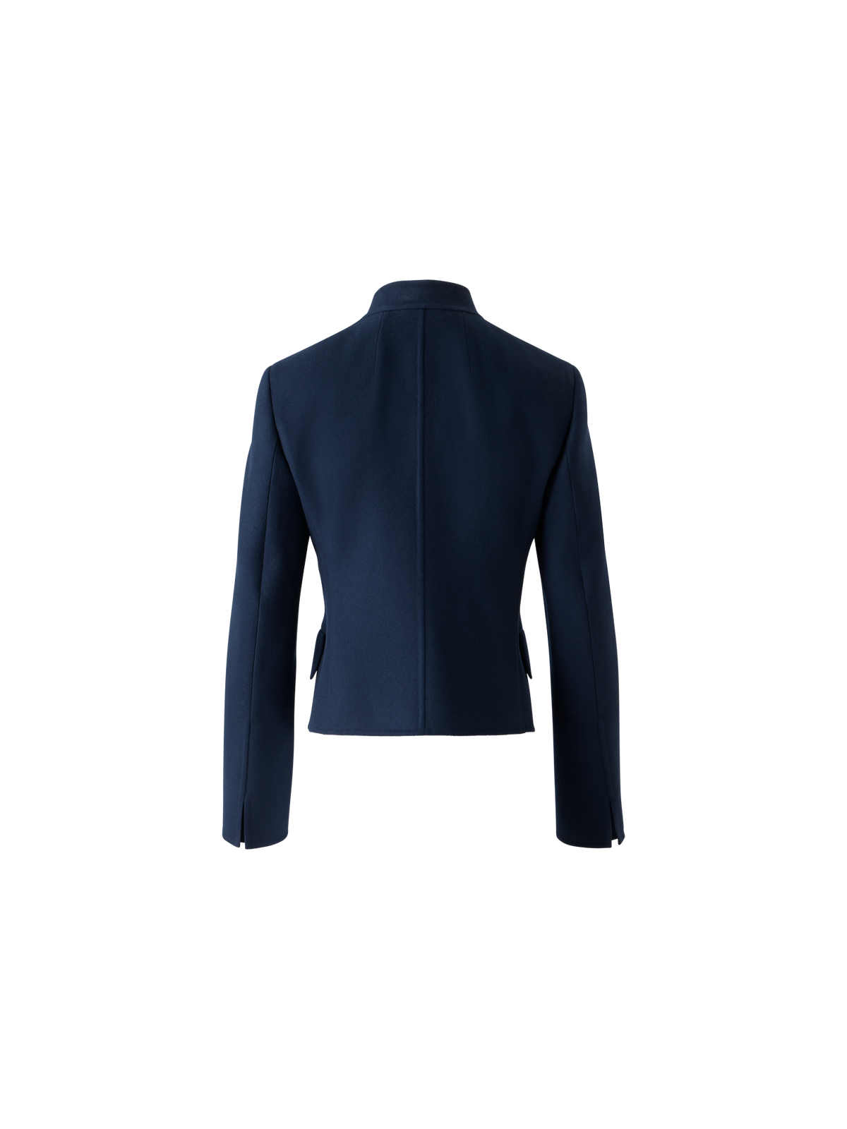 Designer Kurze Taillierte Wollflanell Doubleface Jacke - Dunkelblau - Blau