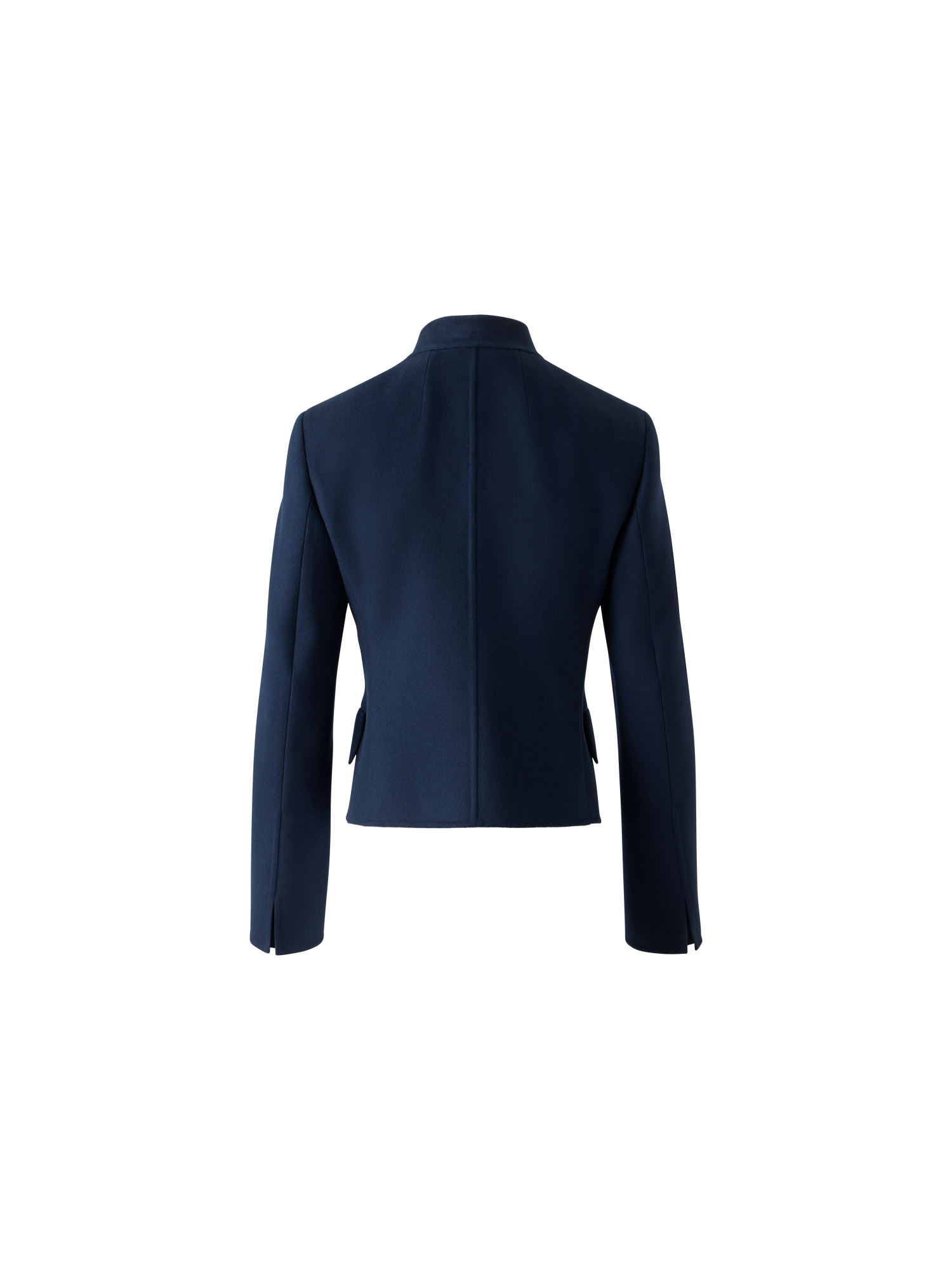 Designer Kurze Taillierte Wollflanell Doubleface Jacke - Dunkelblau - Blau