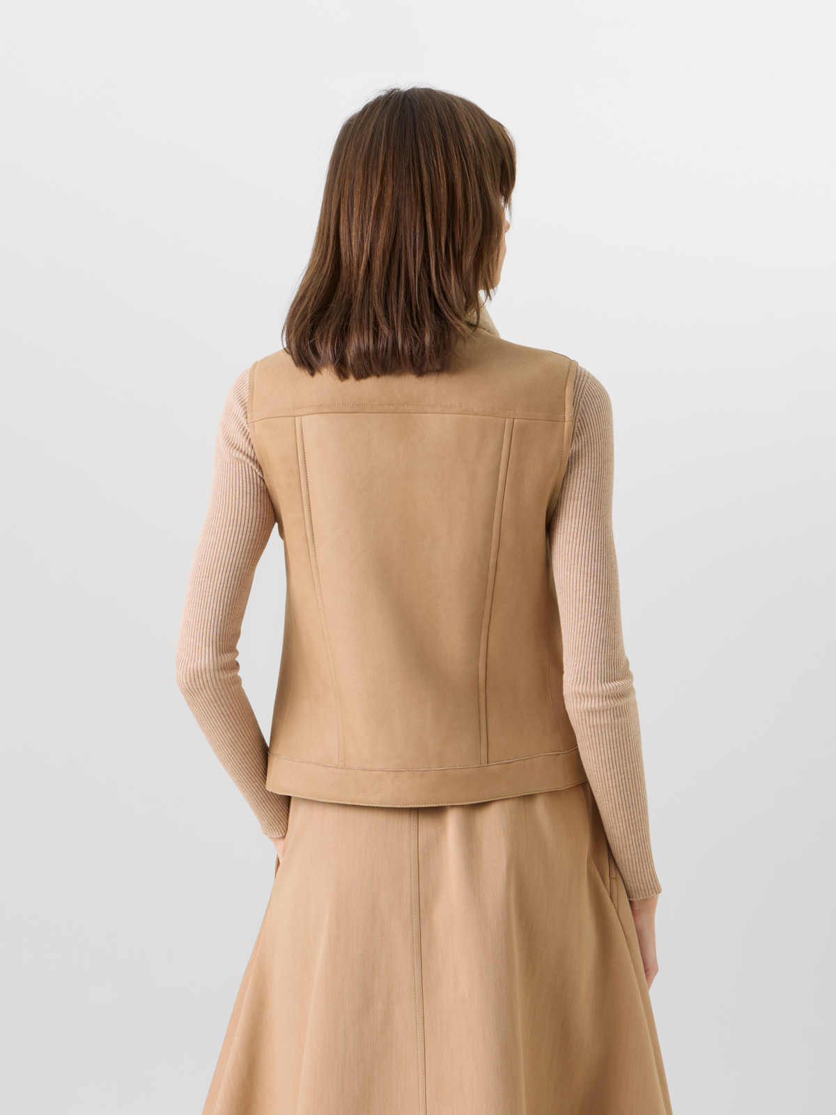 Designer Mika Lammfellweste mit Pelzkragen - Beige #editorial