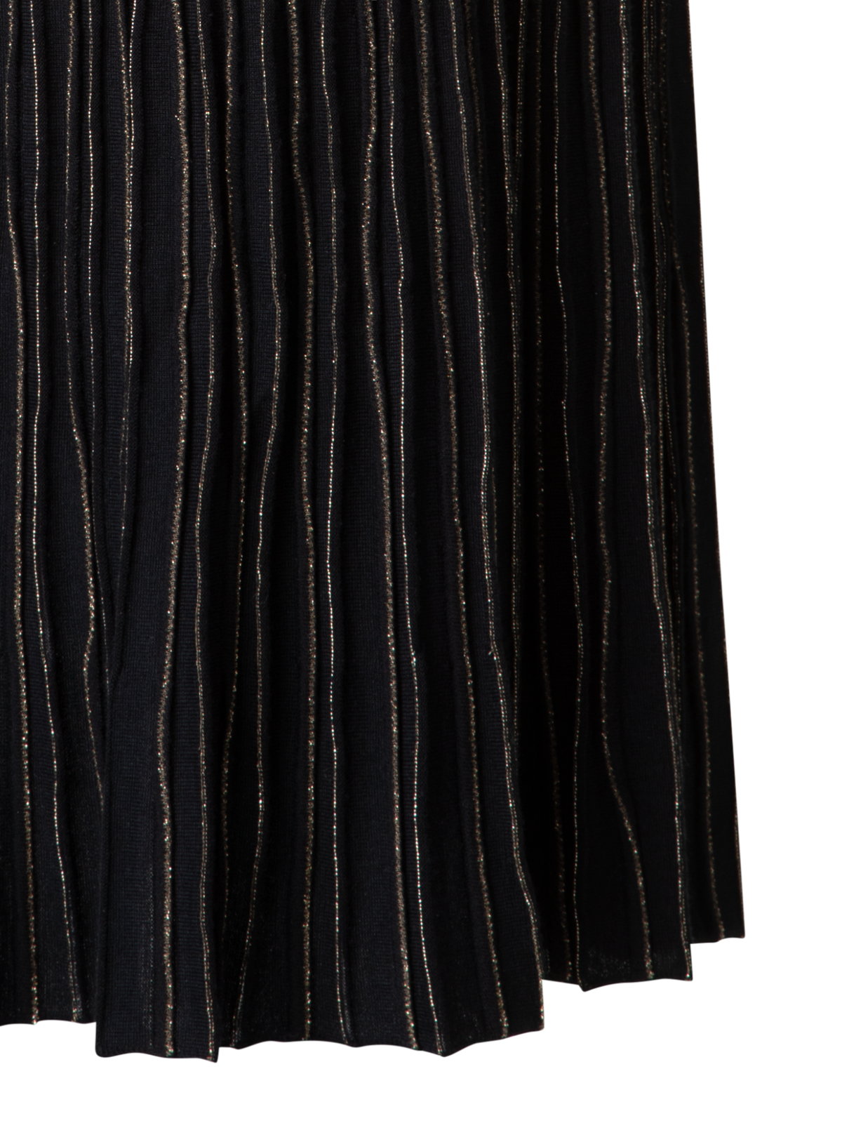 Designer Midi-Strickrock mit goldenen Lurex-Streifen - Schwarz - Bunt - Gold