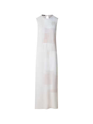 Designer Intarsien-Strickkleid aus Leinenmischung - Bunt - Ecru - Beige - Weiss