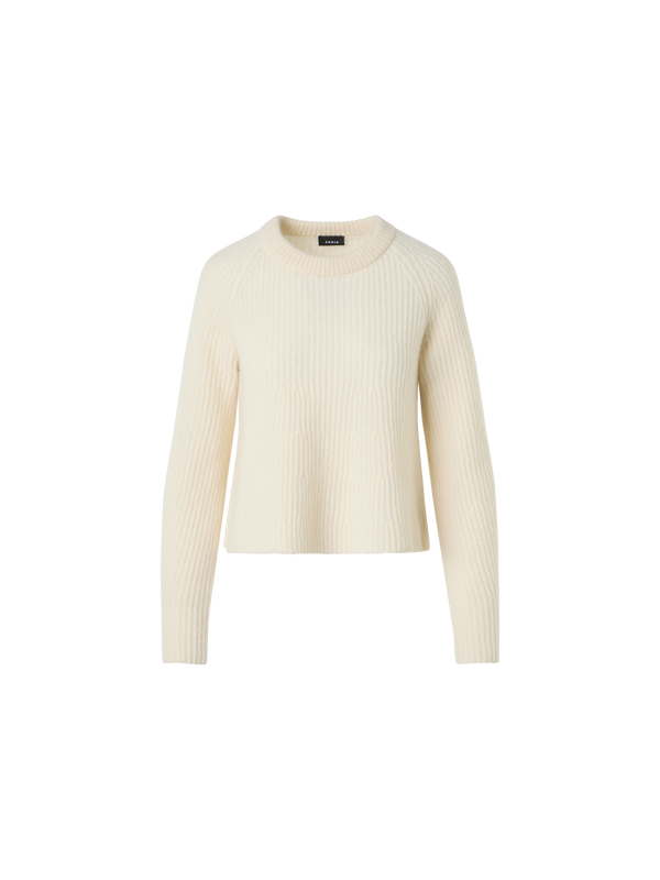Designer Gerippter Pullover aus Kaschmir-Seide - Ecru