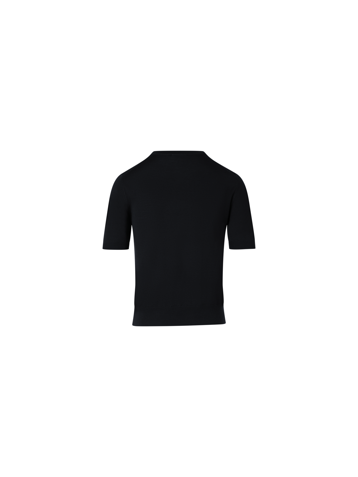 Designer Kurzärmeliger Strickpullover aus Merinowolle - Schwarz