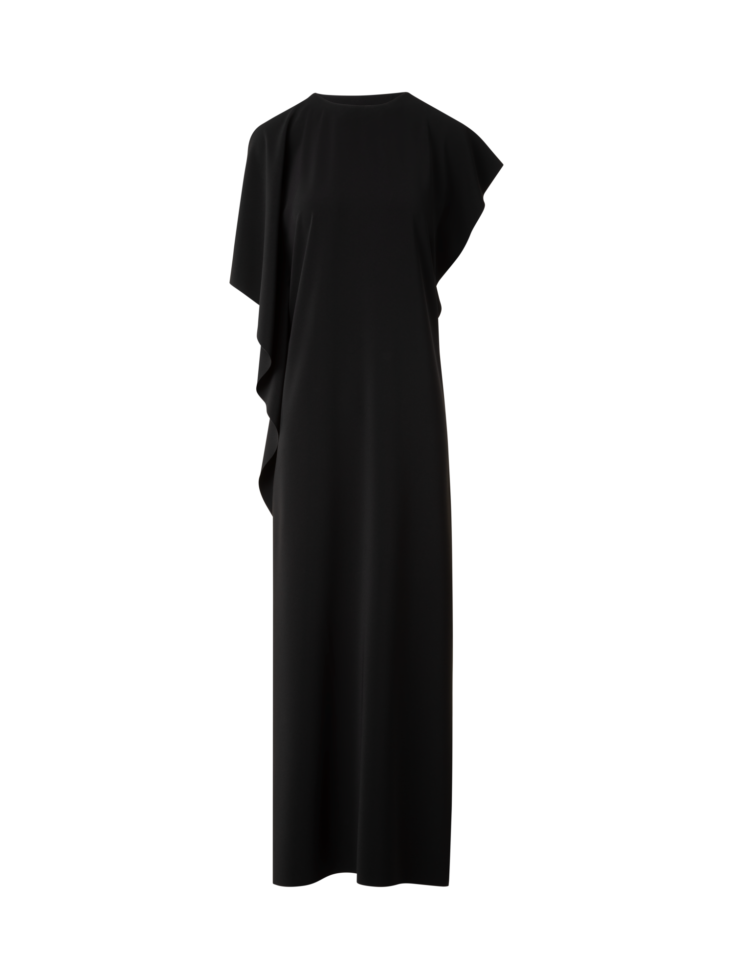 Designer Laser-Cut-Midikleid mit Off-Shoulder-Drapierung - Schwarz