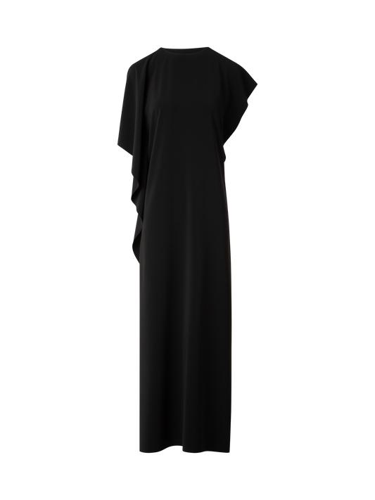 Designer Laser-Cut-Midikleid mit Off-Shoulder-Drapierung - Schwarz