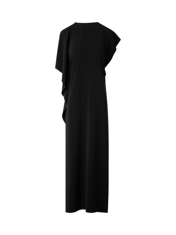 Designer Laser-Cut-Midikleid mit Off-Shoulder-Drapierung - Schwarz