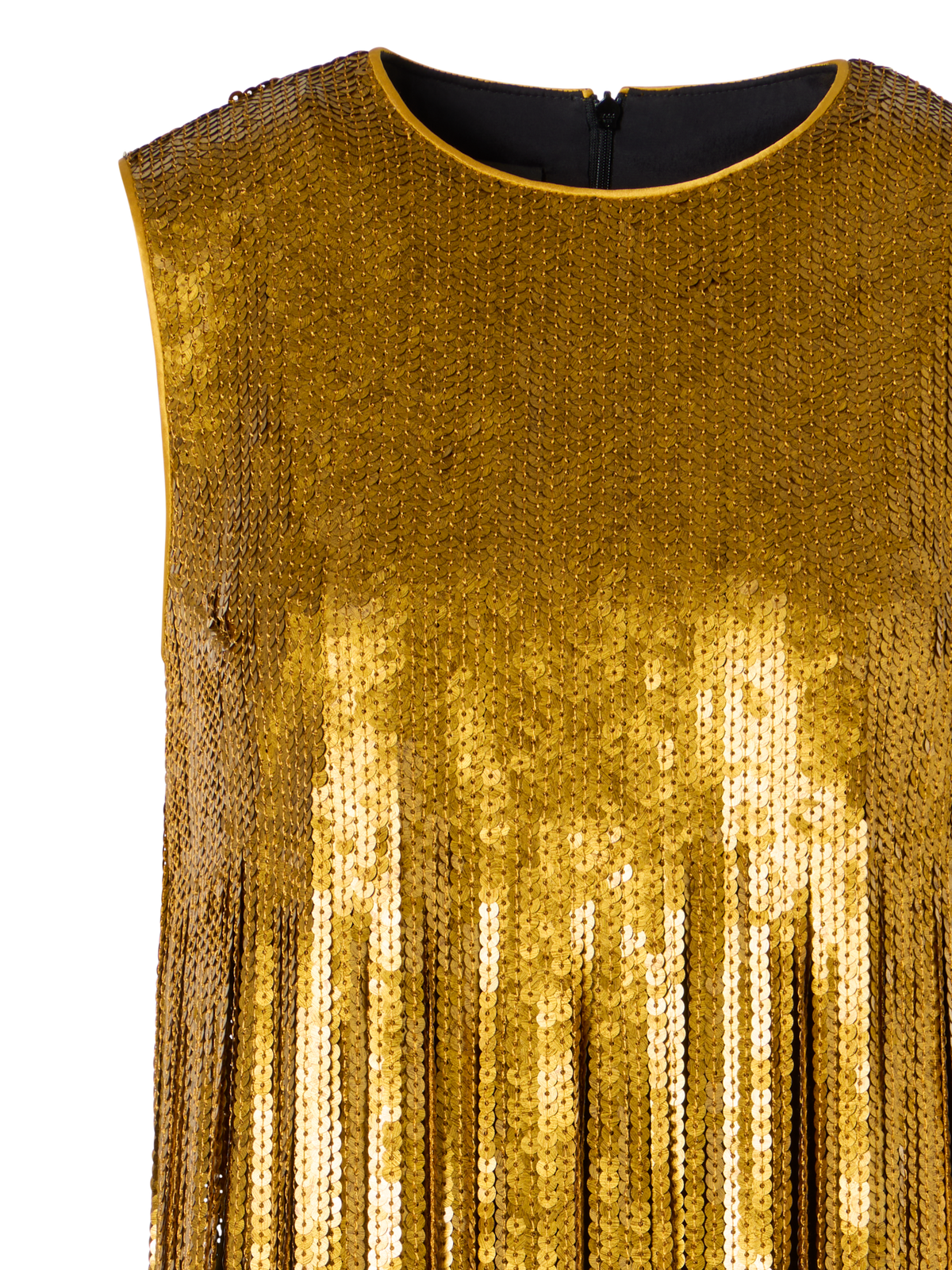 Designer Minikleid mit Paillettenfransen - Gold
