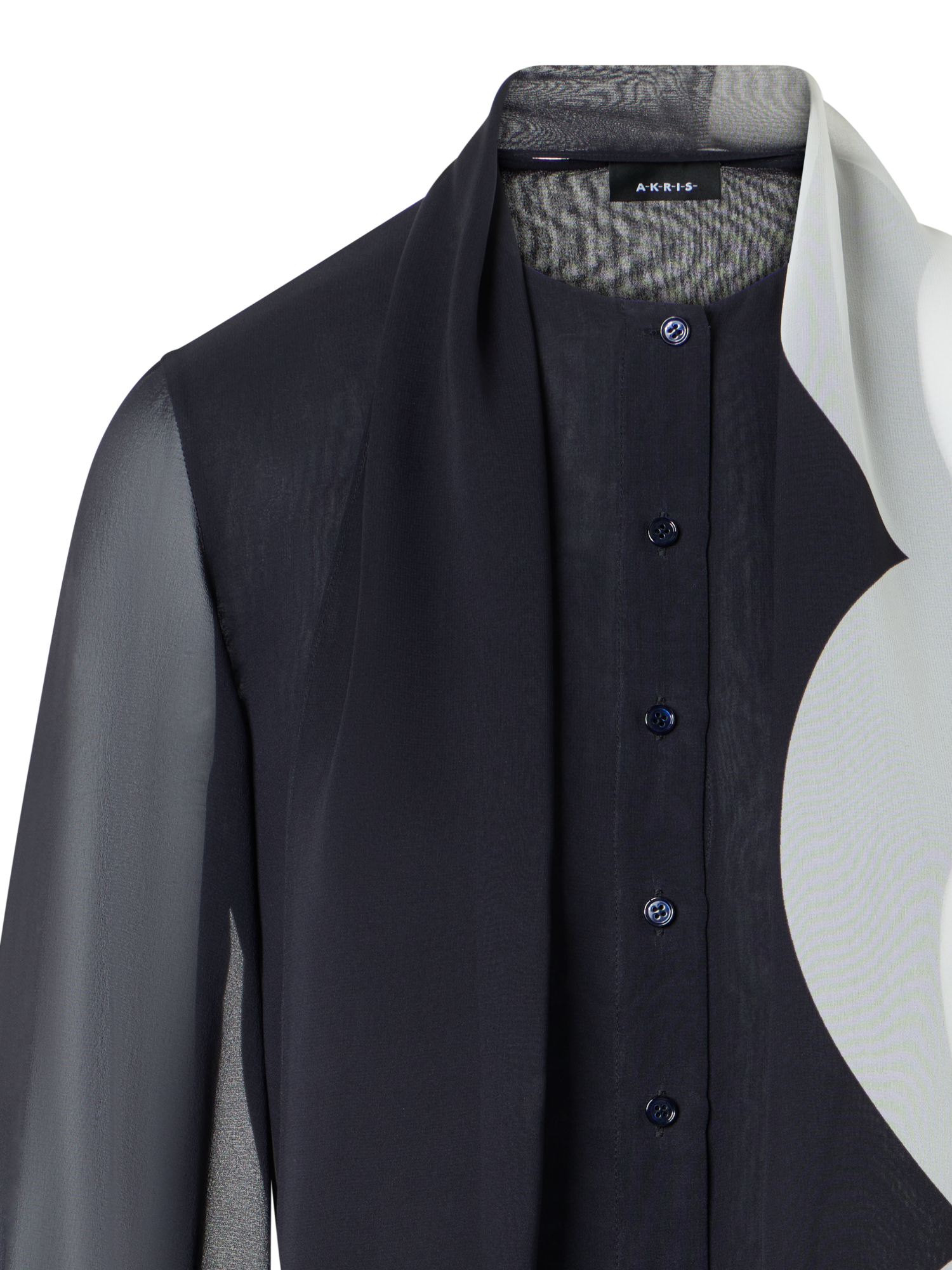 Designer Seidenbluse mit Volumenärmeln - Bunt