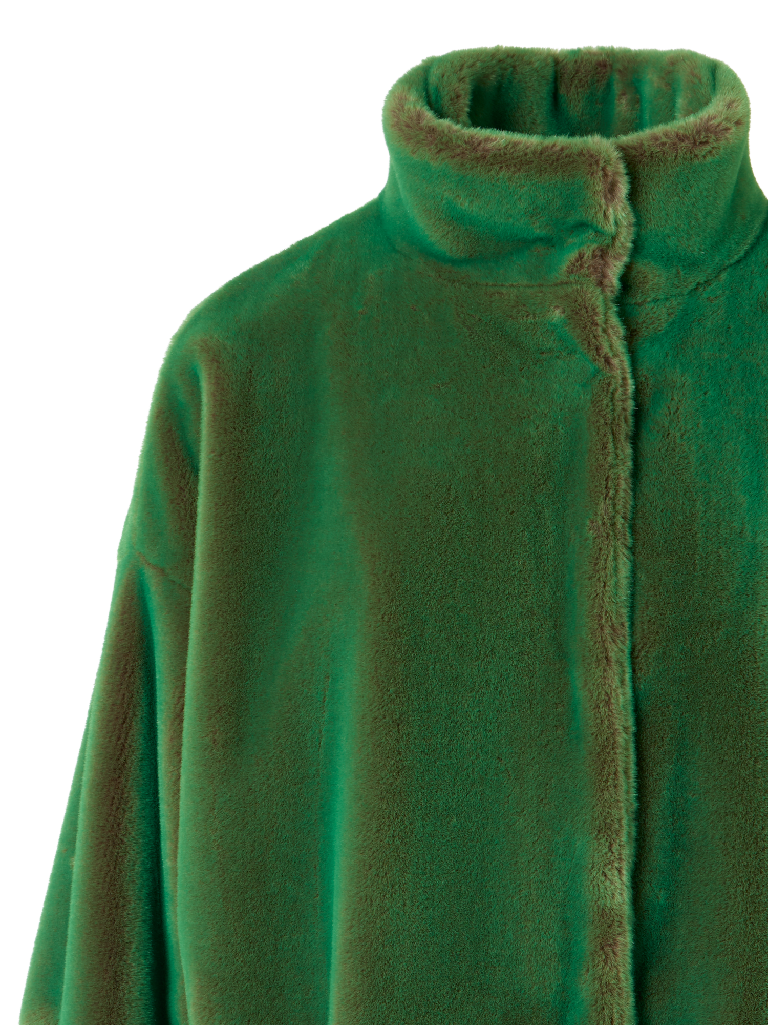 Designer Oversize-Mantel aus Changeant-Webpelz - Grün