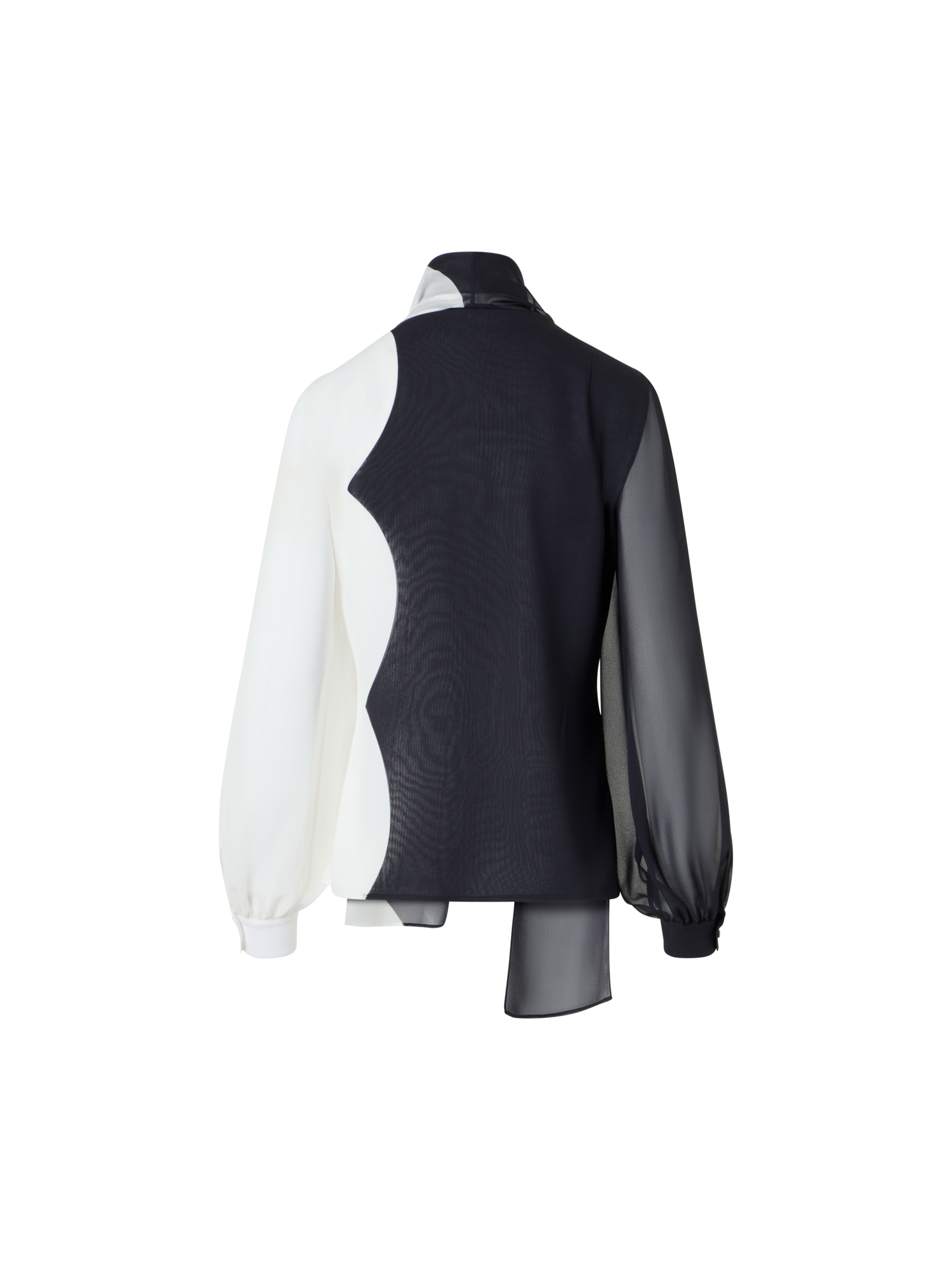 Designer Seidenbluse mit Volumenärmeln - Bunt