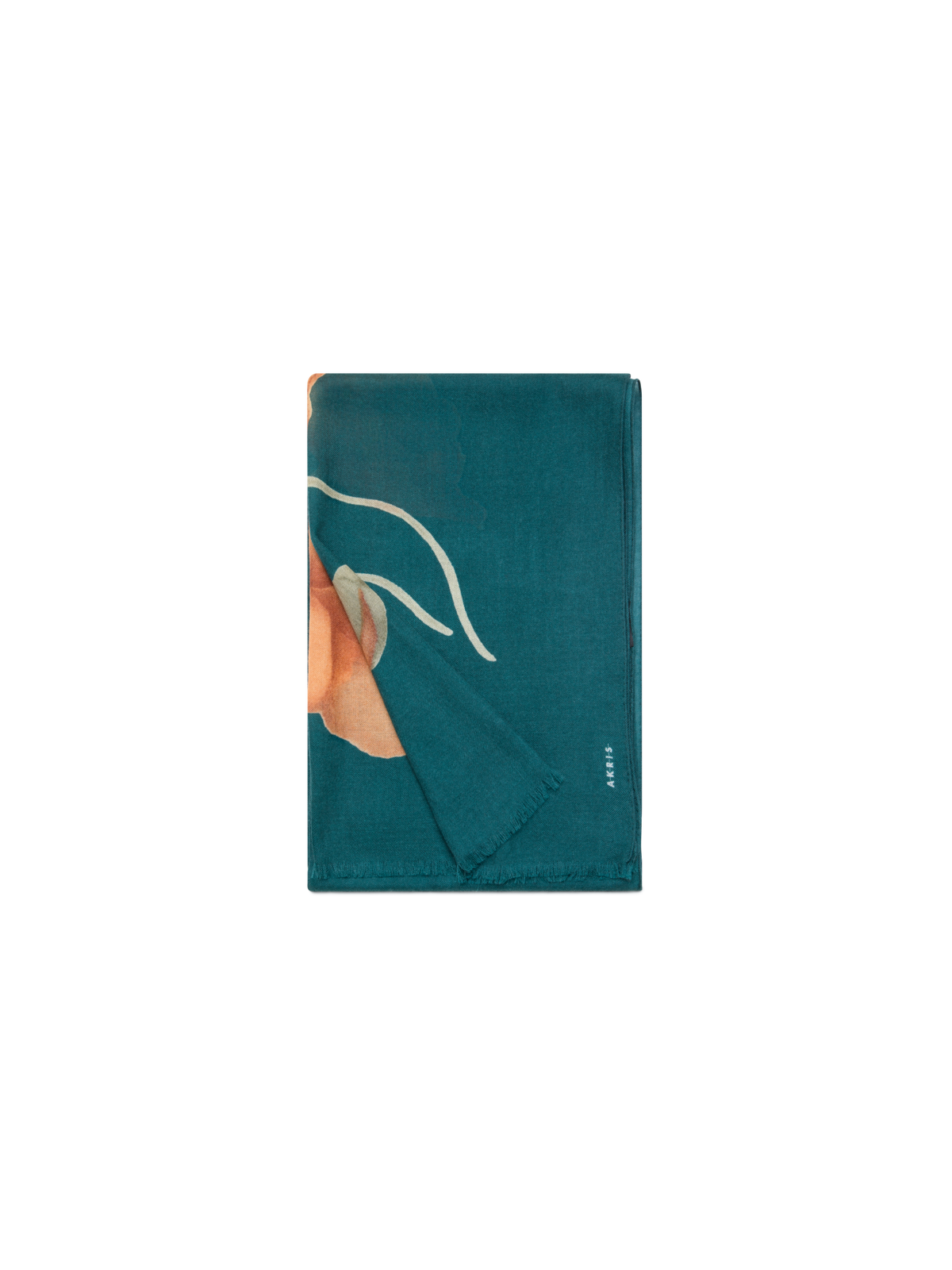 Designer Kaschmir-Seidenschal mit Anemone Druck - Grün - Bunt