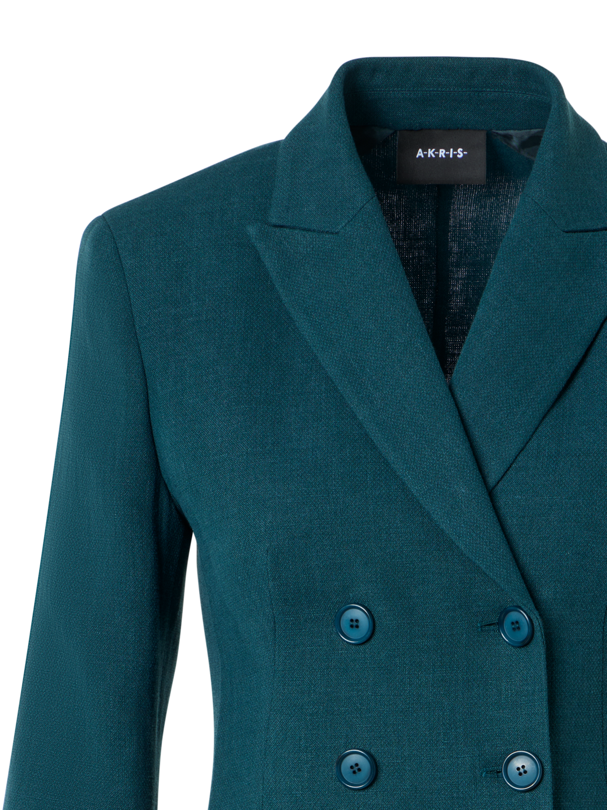 Designer Hannah Taillierte Zweireiher-Jacke aus Leinen-Wolle - Grün
