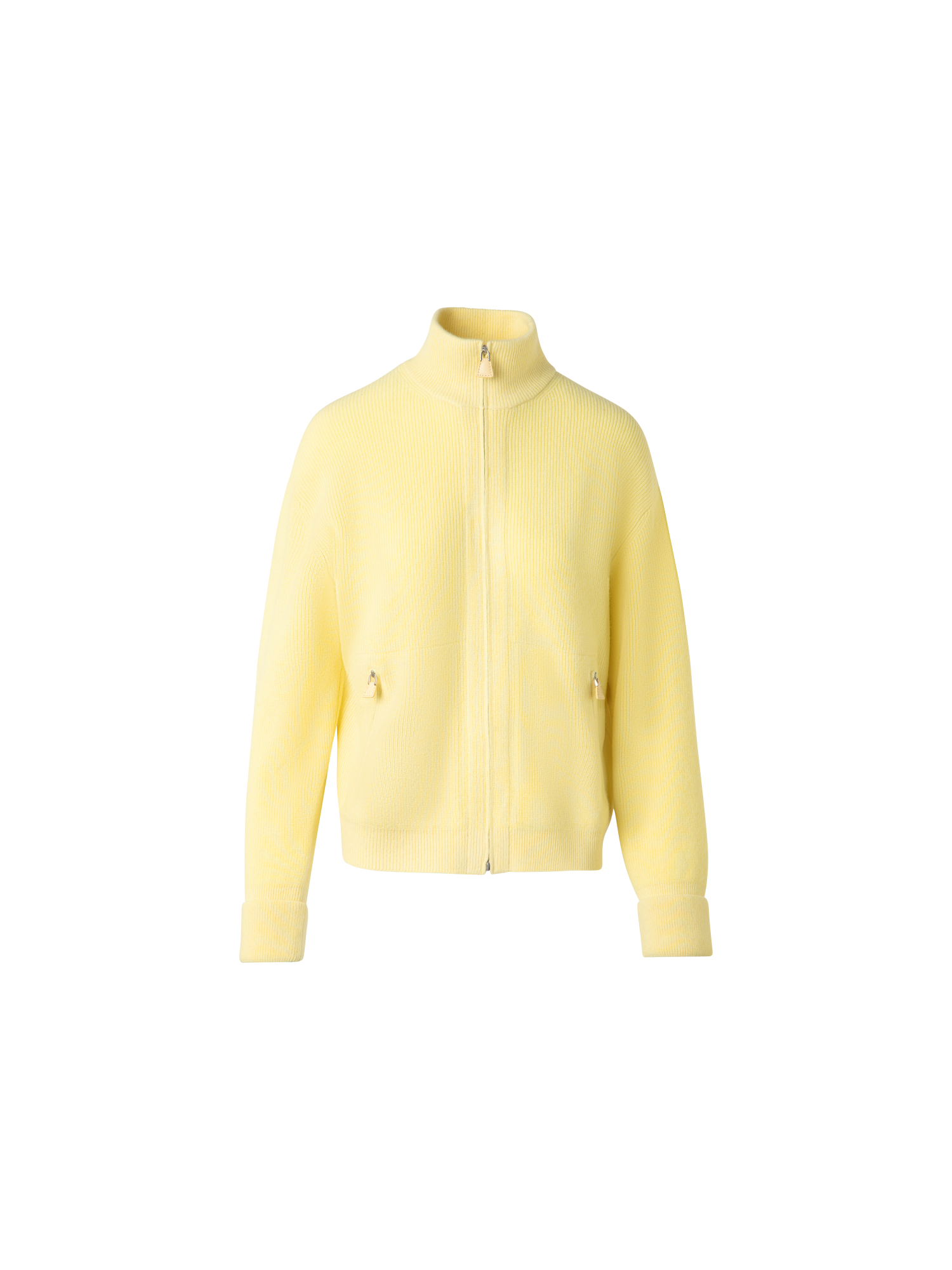 Designer Gerippte Kaschmir-Strickjacke - Gelb