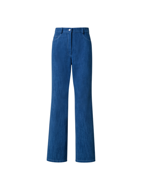 Designer Gerade Hose aus Baumwoll-Stretch-Denim - Blau